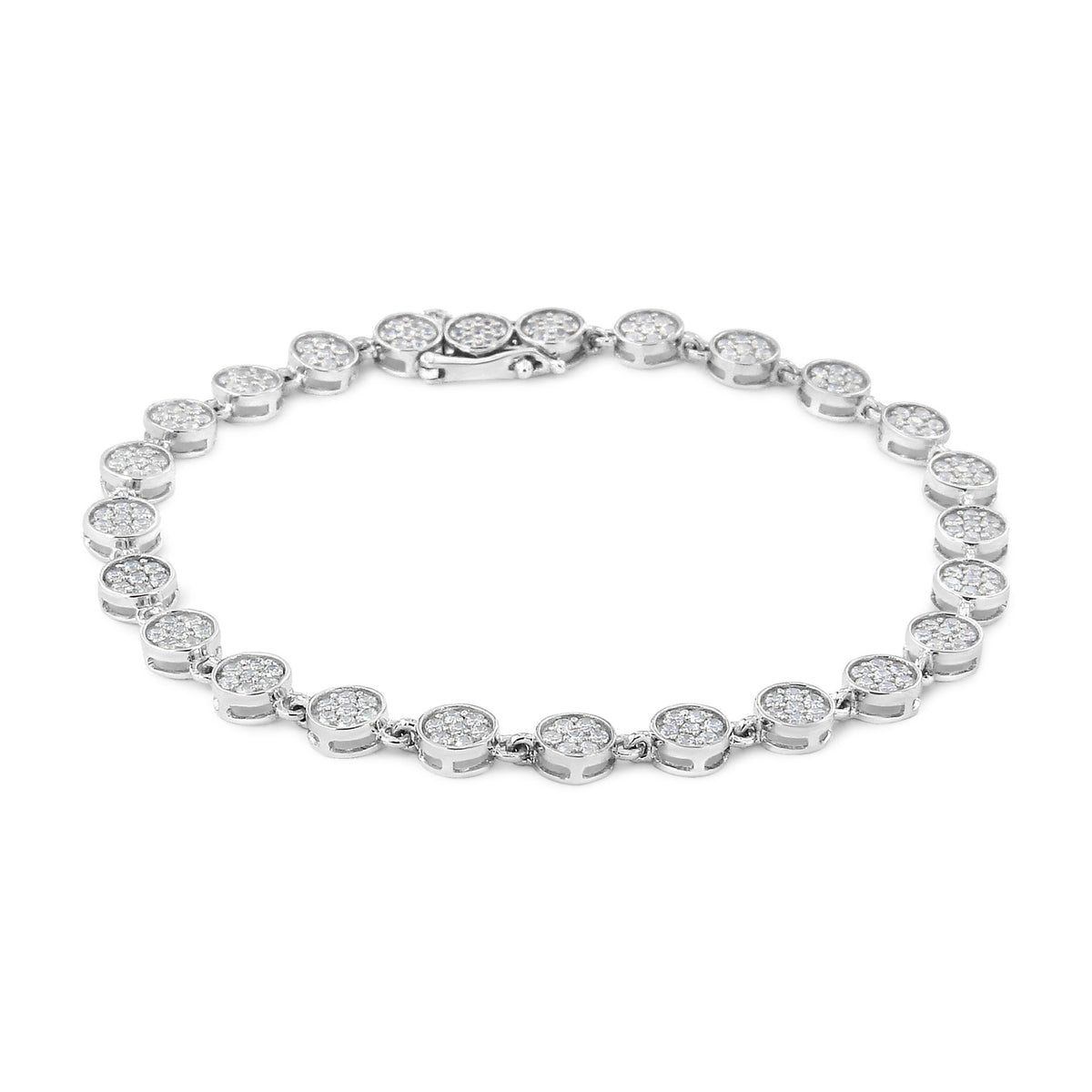 .925 Sterling Silver 2.0 Cttw Round Diamond Link Bracelet (G-H Color, I1-I2 Clarity) - 7.25&quot; - LinkagejewelrydesignLinkagejewelrydesign