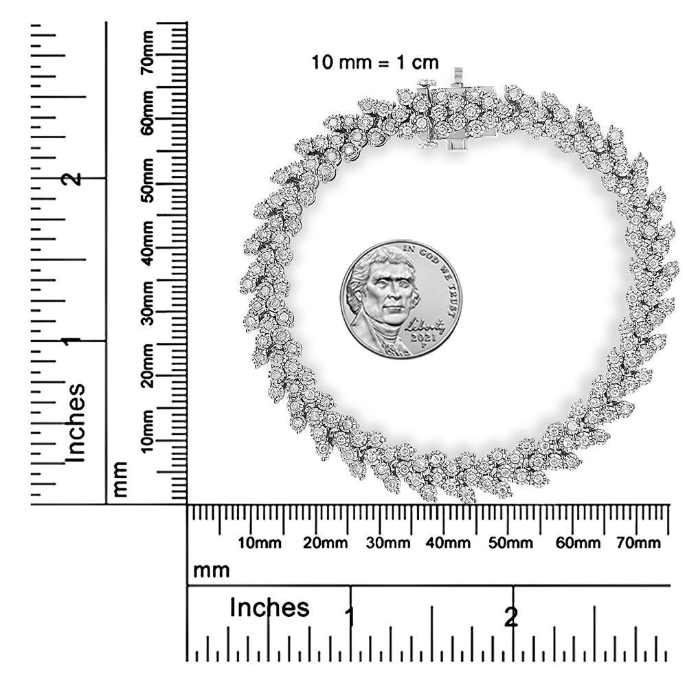 .925 Sterling Silver 2.00 Cttw Miracle Set Diamond Laurel Wreath Link Bracelet (I-J color, I3 clarity) - 7.25&quot; - LinkagejewelrydesignLinkagejewelrydesign