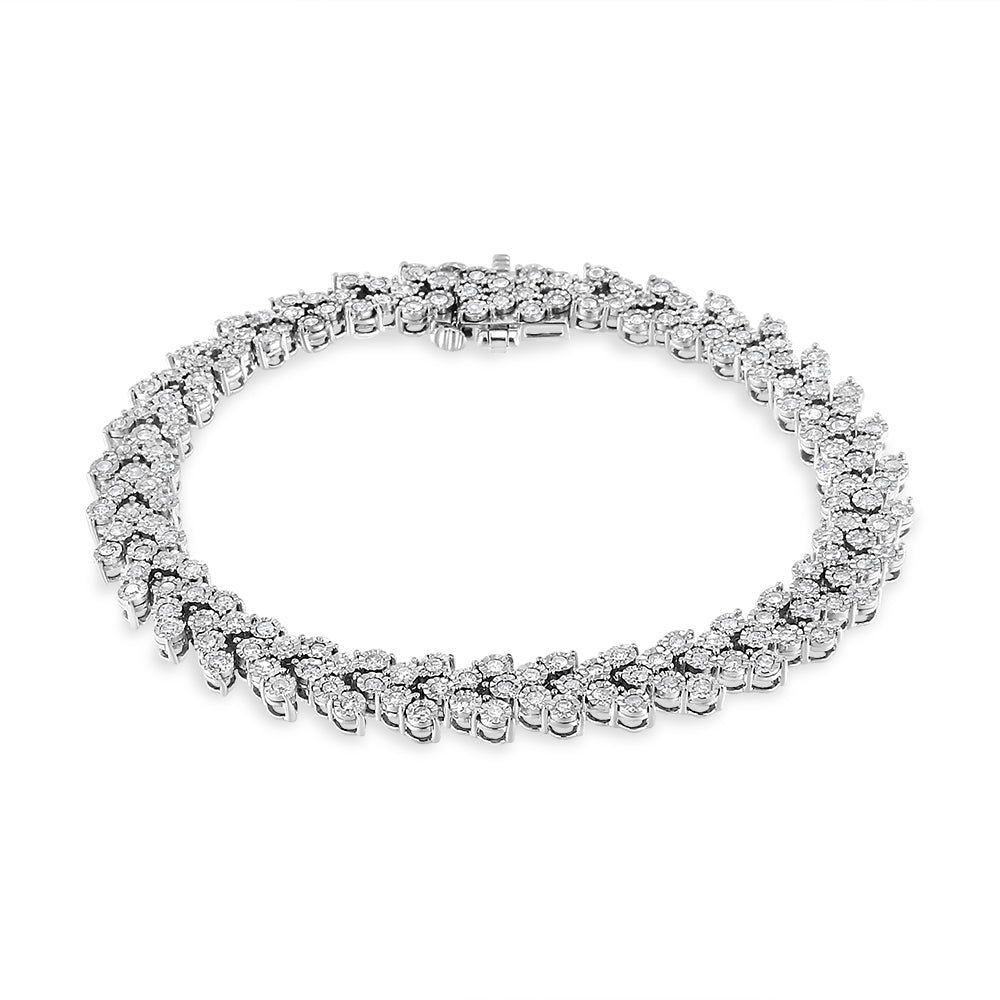 .925 Sterling Silver 2.00 Cttw Miracle Set Diamond Laurel Wreath Link Bracelet (I-J color, I3 clarity) - 7.25&quot; - LinkagejewelrydesignLinkagejewelrydesign