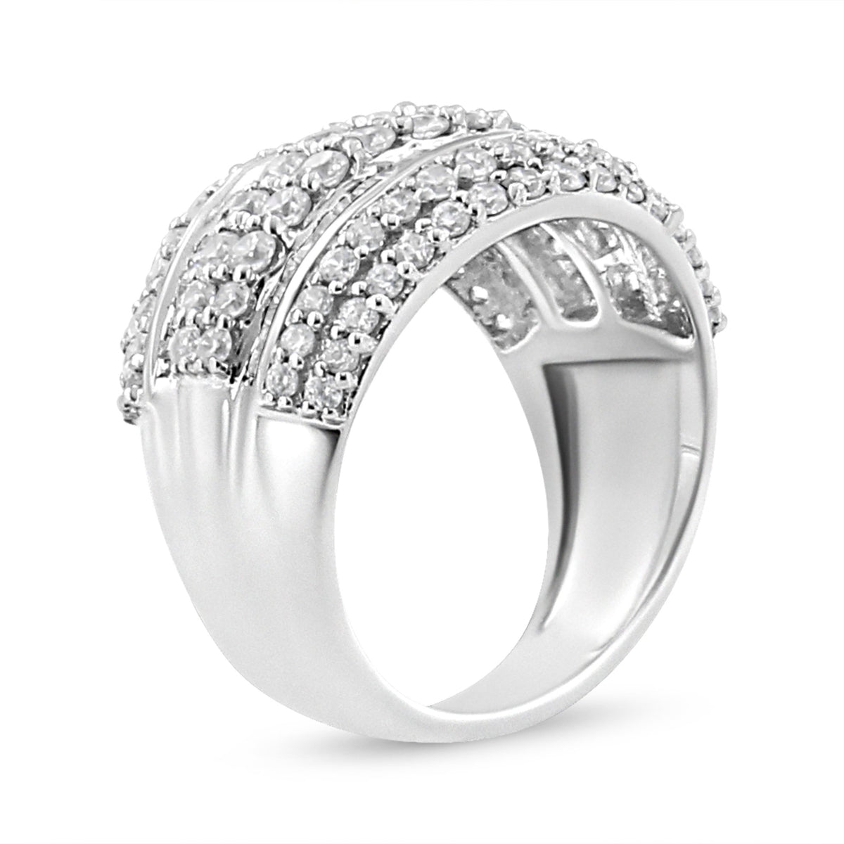 .925 Sterling Silver 2.00 Cttw Round and Baguette-Cut Diamond Cluster Ring (H-I Color, I1-I2 Clarity) - Size 7 - LinkagejewelrydesignLinkagejewelrydesign