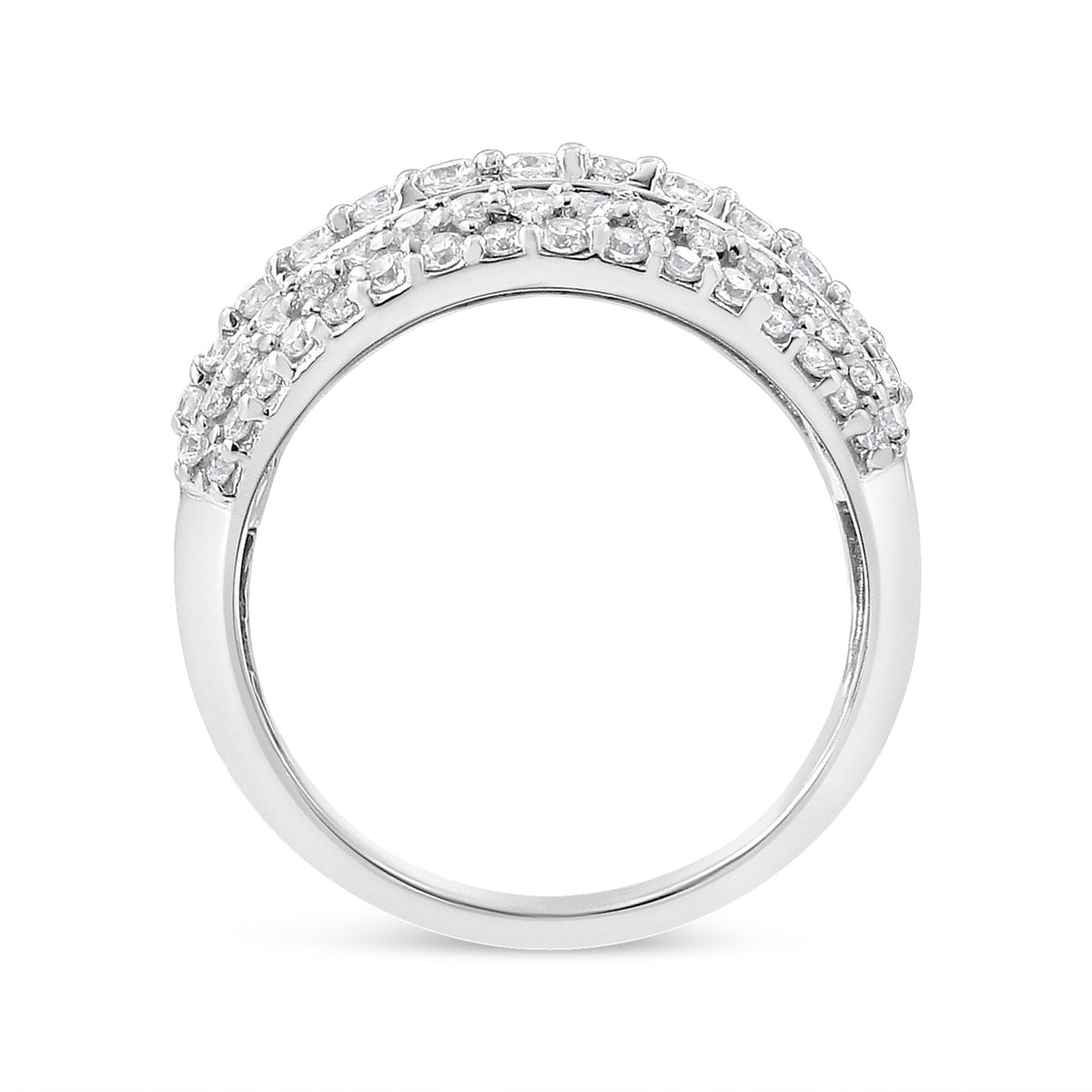 .925 Sterling Silver 2.00 Cttw Round and Baguette-Cut Diamond Cluster Ring (H-I Color, I1-I2 Clarity) - Size 7 - LinkagejewelrydesignLinkagejewelrydesign