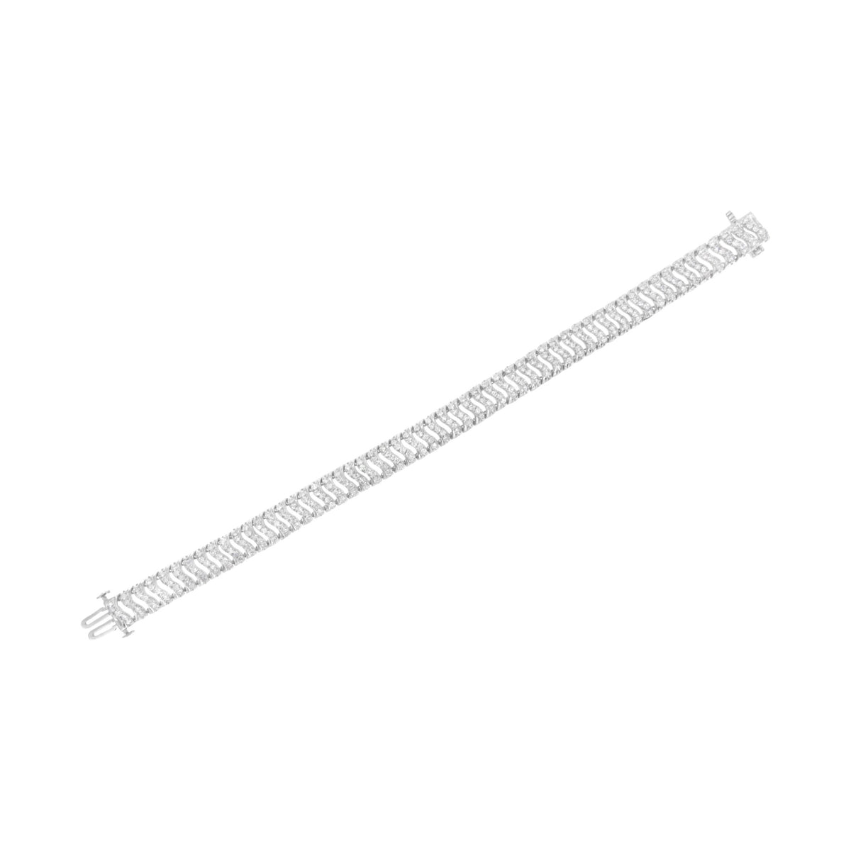 .925 Sterling Silver 3.0 Cttw Diamond Chevron &quot;S&quot; Wave Link Bracelet (I-J Color, I1-I2 Clarity) - 7.25 - LinkagejewelrydesignLinkagejewelrydesign