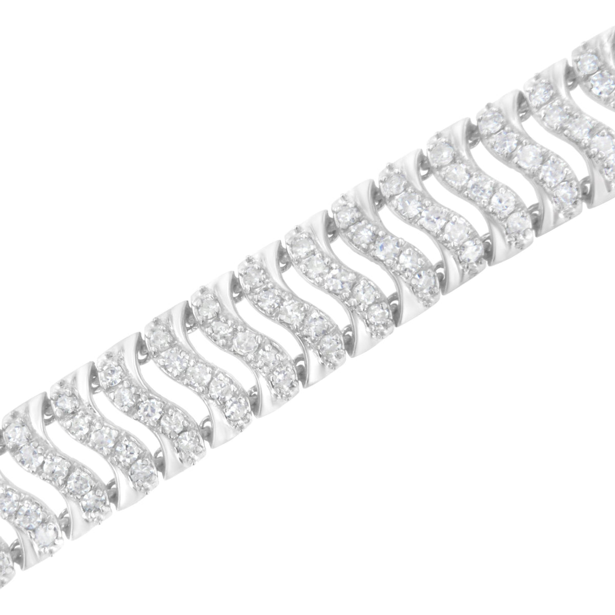 .925 Sterling Silver 3.0 Cttw Diamond Chevron &quot;S&quot; Wave Link Bracelet (I-J Color, I1-I2 Clarity) - 7.25 - LinkagejewelrydesignLinkagejewelrydesign