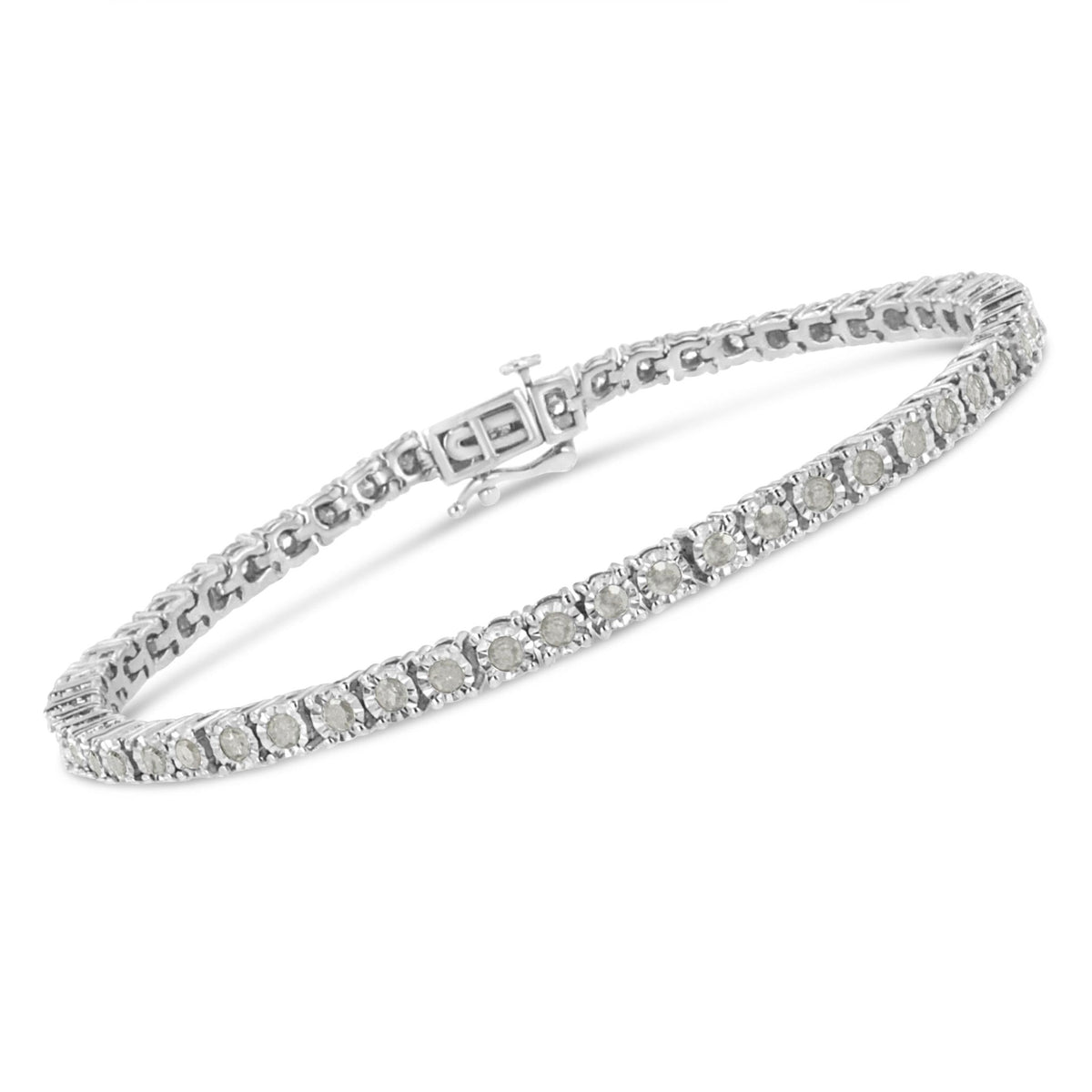 .925 Sterling Silver 3.0 Cttw Diamond Illusion-Set Miracle Plate Tennis Bracelet (I-J Color, I3 Clarity) - 7&quot; - LinkagejewelrydesignLinkagejewelrydesign