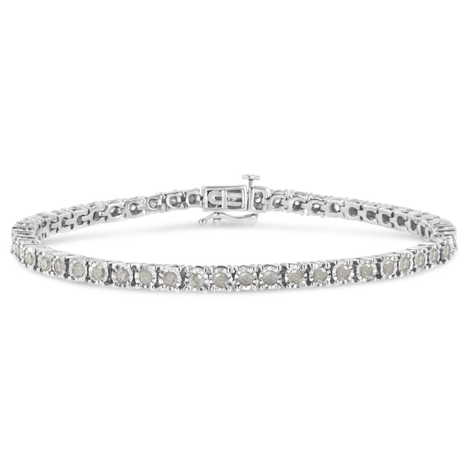 .925 Sterling Silver 3.0 Cttw Diamond Illusion-Set Miracle Plate Tennis Bracelet (I-J Color, I3 Clarity) - 7" - LinkagejewelrydesignLinkagejewelrydesign