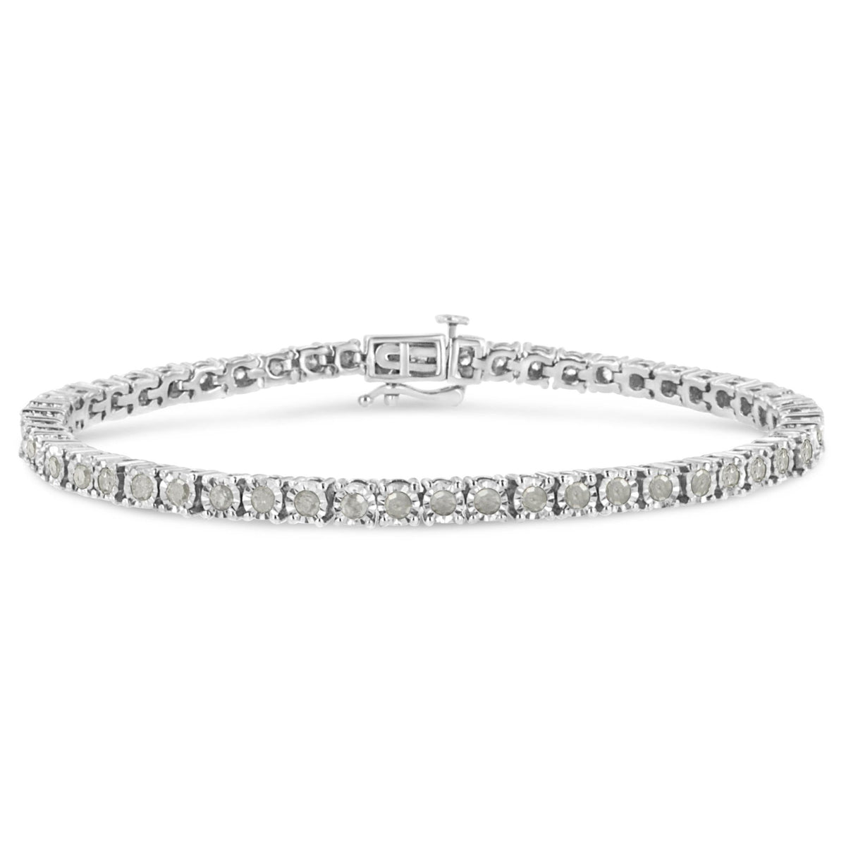 .925 Sterling Silver 3.0 Cttw Diamond Illusion-Set Miracle Plate Tennis Bracelet (I-J Color, I3 Clarity) - 7&quot; - LinkagejewelrydesignLinkagejewelrydesign