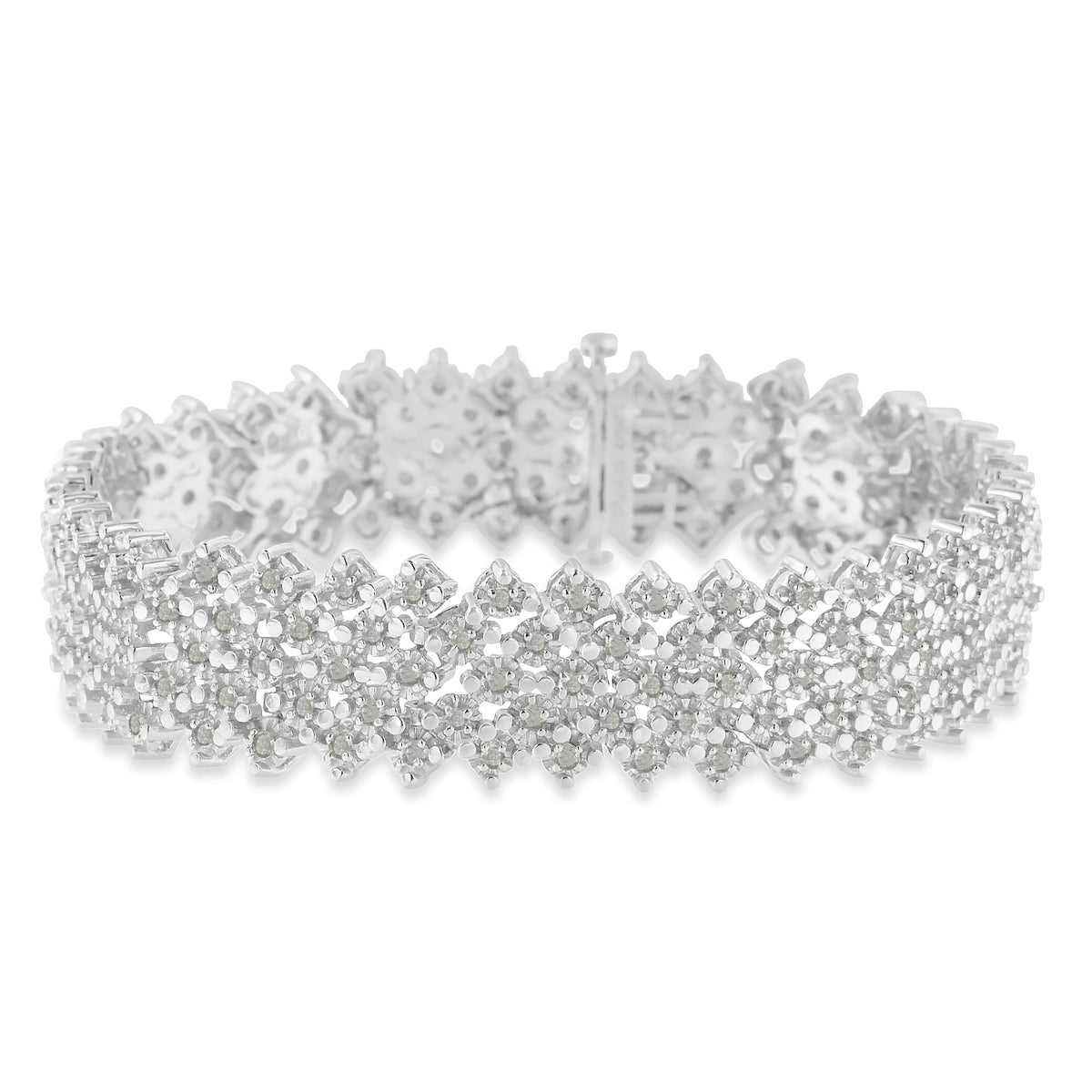 .925 Sterling Silver 3.0 cttw Diamond Multi-Row Tennis Bracelet (I-J Clarity, I3 Color) - Size 7" - LinkagejewelrydesignLinkagejewelrydesign