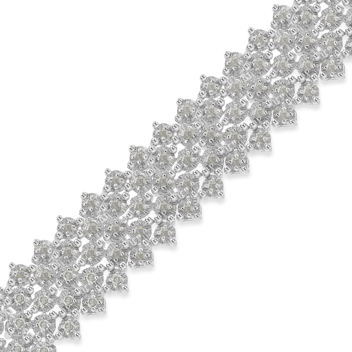 .925 Sterling Silver 3.0 cttw Diamond Multi-Row Tennis Bracelet (I-J Clarity, I3 Color) - Size 7" - LinkagejewelrydesignLinkagejewelrydesign