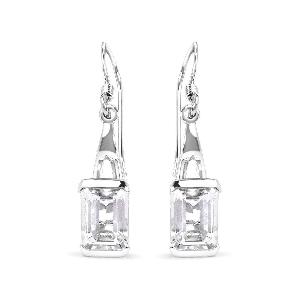 .925 Sterling Silver 3.0 Cttw Emerald Cut White Topaz Solitaire Dangle Earring - AAA Quality - LinkagejewelrydesignLinkagejewelrydesign