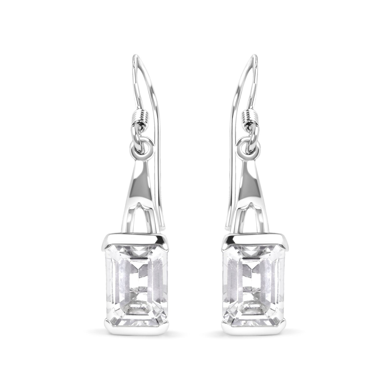 .925 Sterling Silver 3.0 Cttw Emerald Cut White Topaz Solitaire Dangle Earring - AAA Quality - LinkagejewelrydesignLinkagejewelrydesign