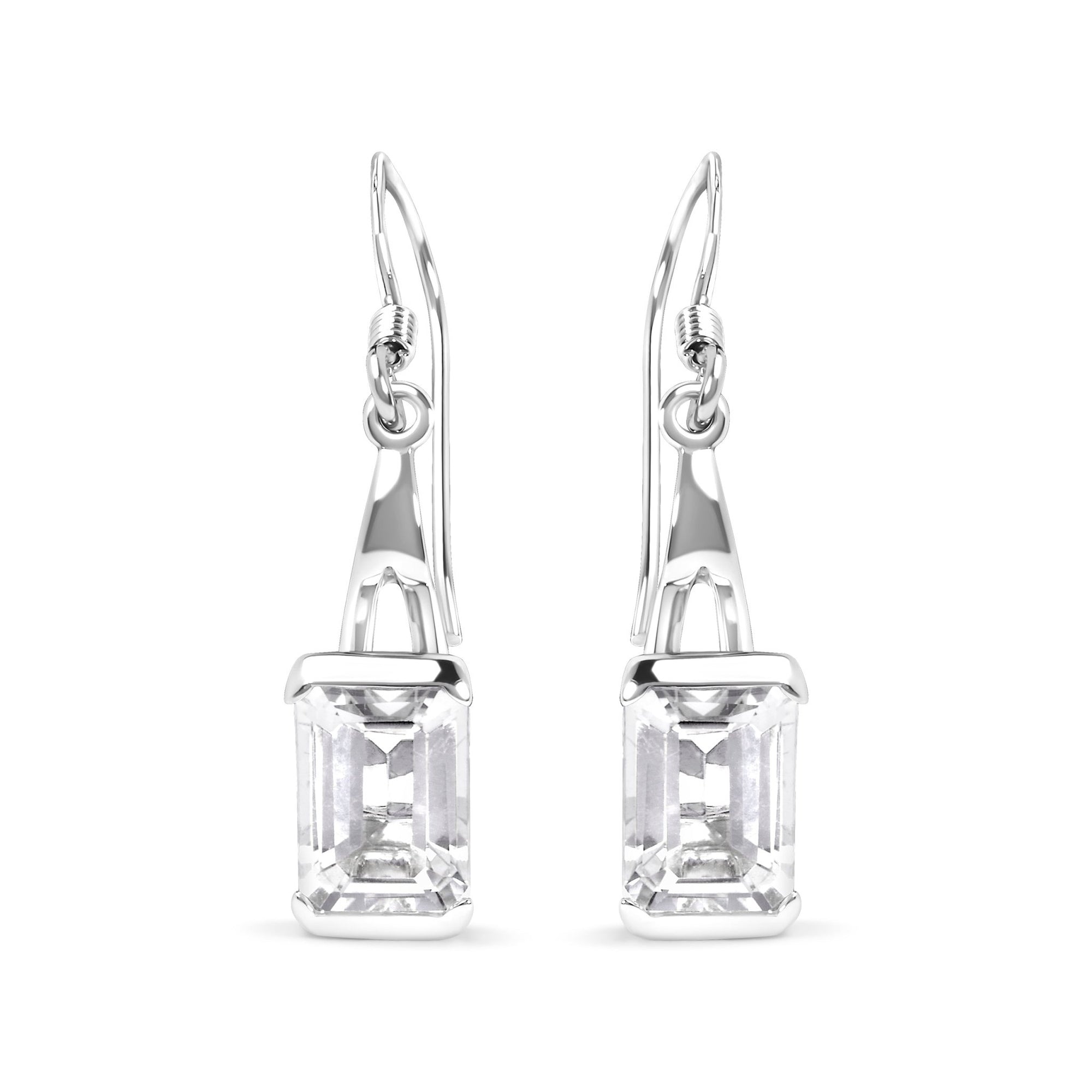 .925 Sterling Silver 3.0 Cttw Emerald Cut White Topaz Solitaire Dangle Earring - AAA Quality - LinkagejewelrydesignLinkagejewelrydesign