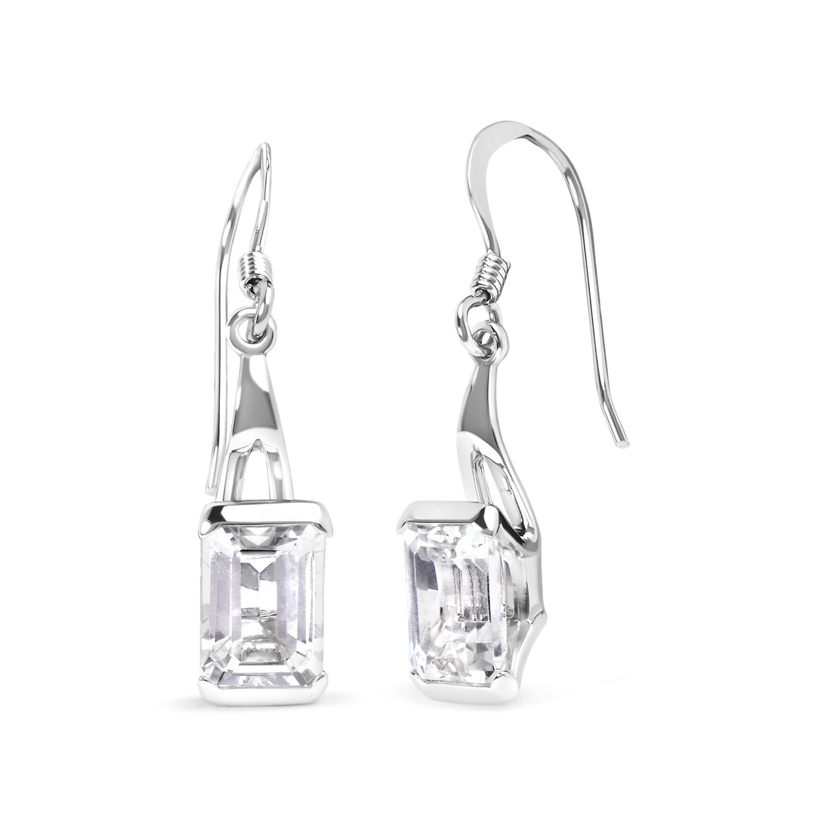 .925 Sterling Silver 3.0 Cttw Emerald Cut White Topaz Solitaire Dangle Earring - AAA Quality - LinkagejewelrydesignLinkagejewelrydesign