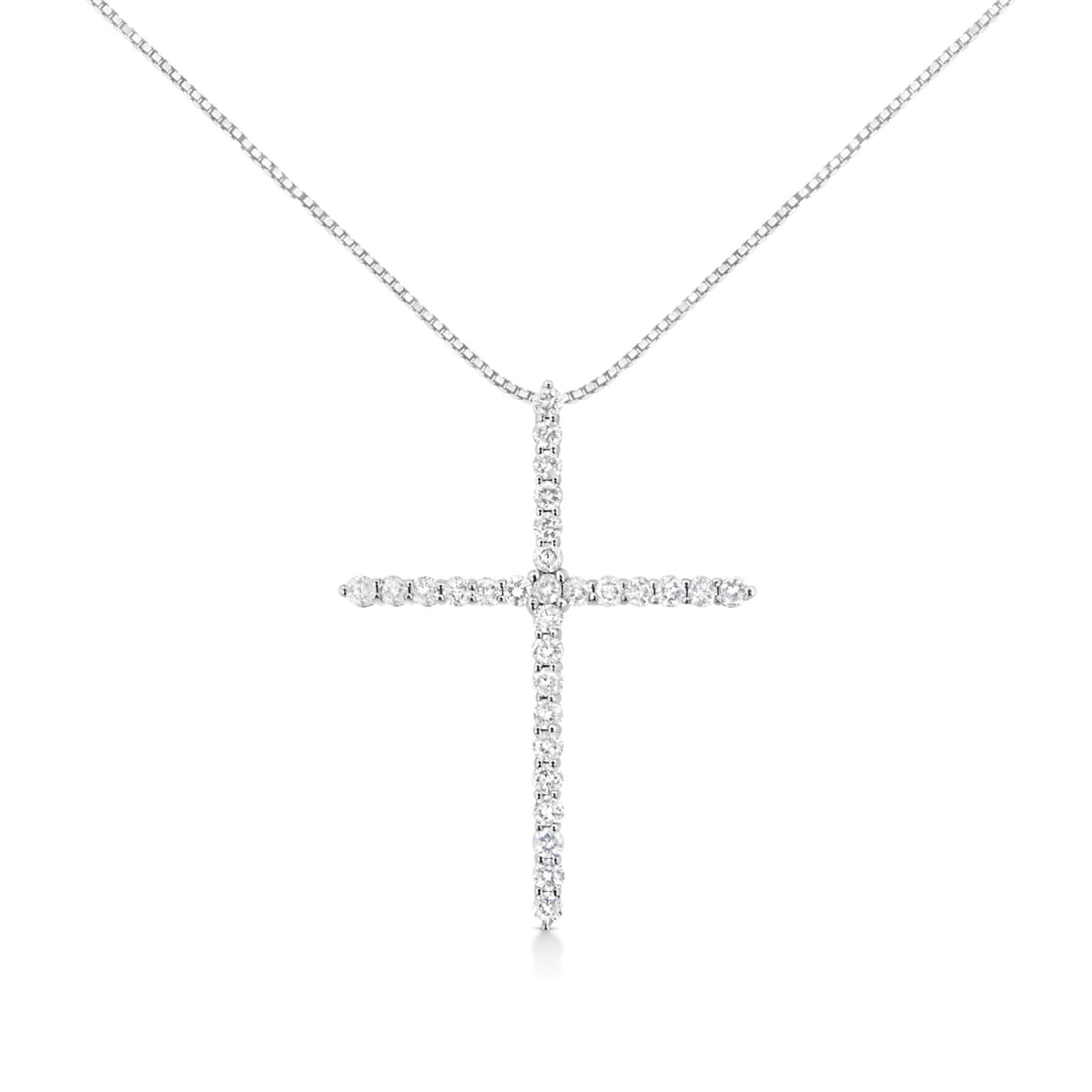 .925 Sterling Silver 3.0 cttw Prong Set Round-Cut Diamond Cross 18&quot; Pendant Necklace (I-J Color, I2-I3 Clarity) - LinkagejewelrydesignLinkagejewelrydesign