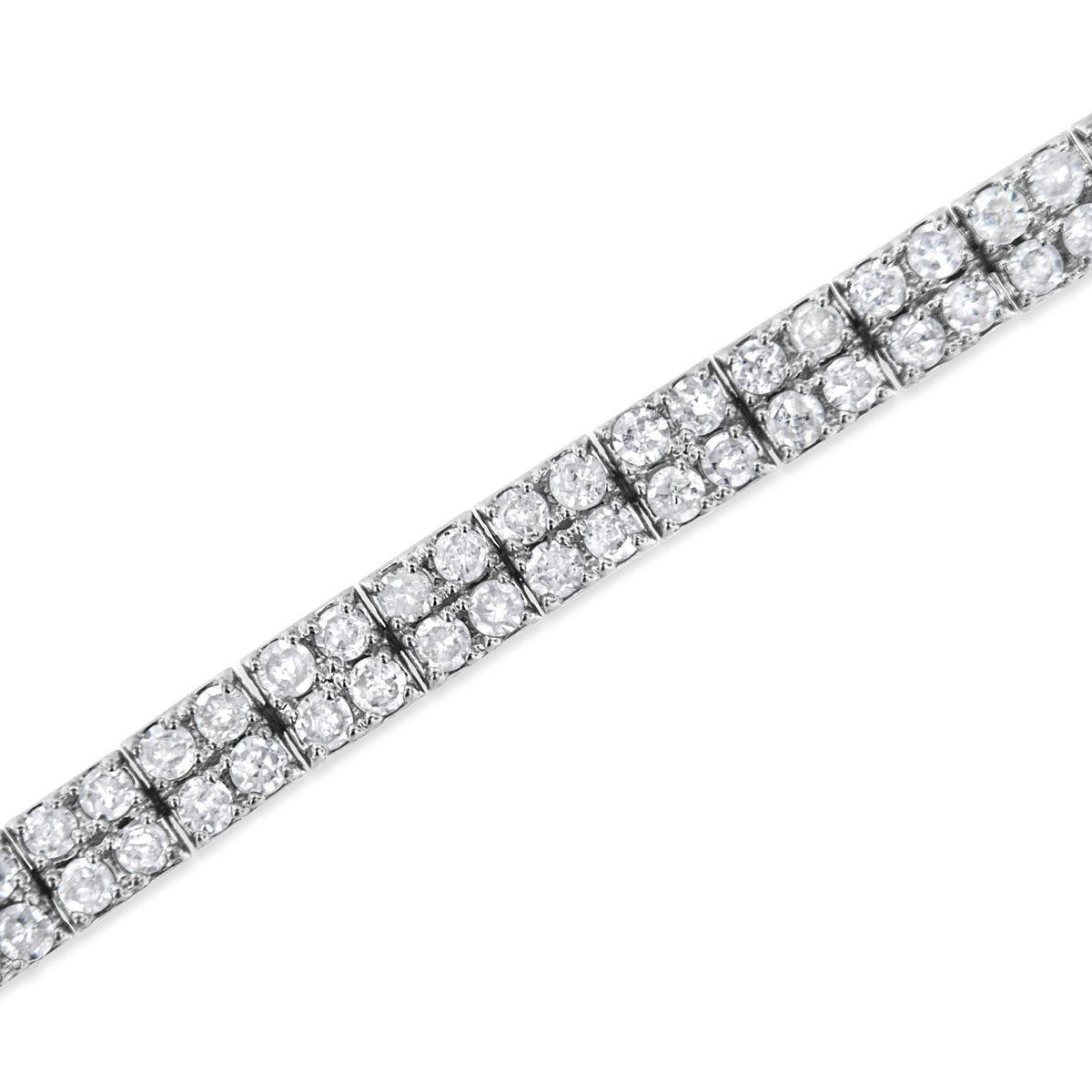.925 Sterling Silver 3.0 Cttw Prong-Set Round Diamond 2 Row Link Tennis Bracelet (I-J Color, I3 Clarity) - 7.25&quot; - LinkagejewelrydesignLinkagejewelrydesign