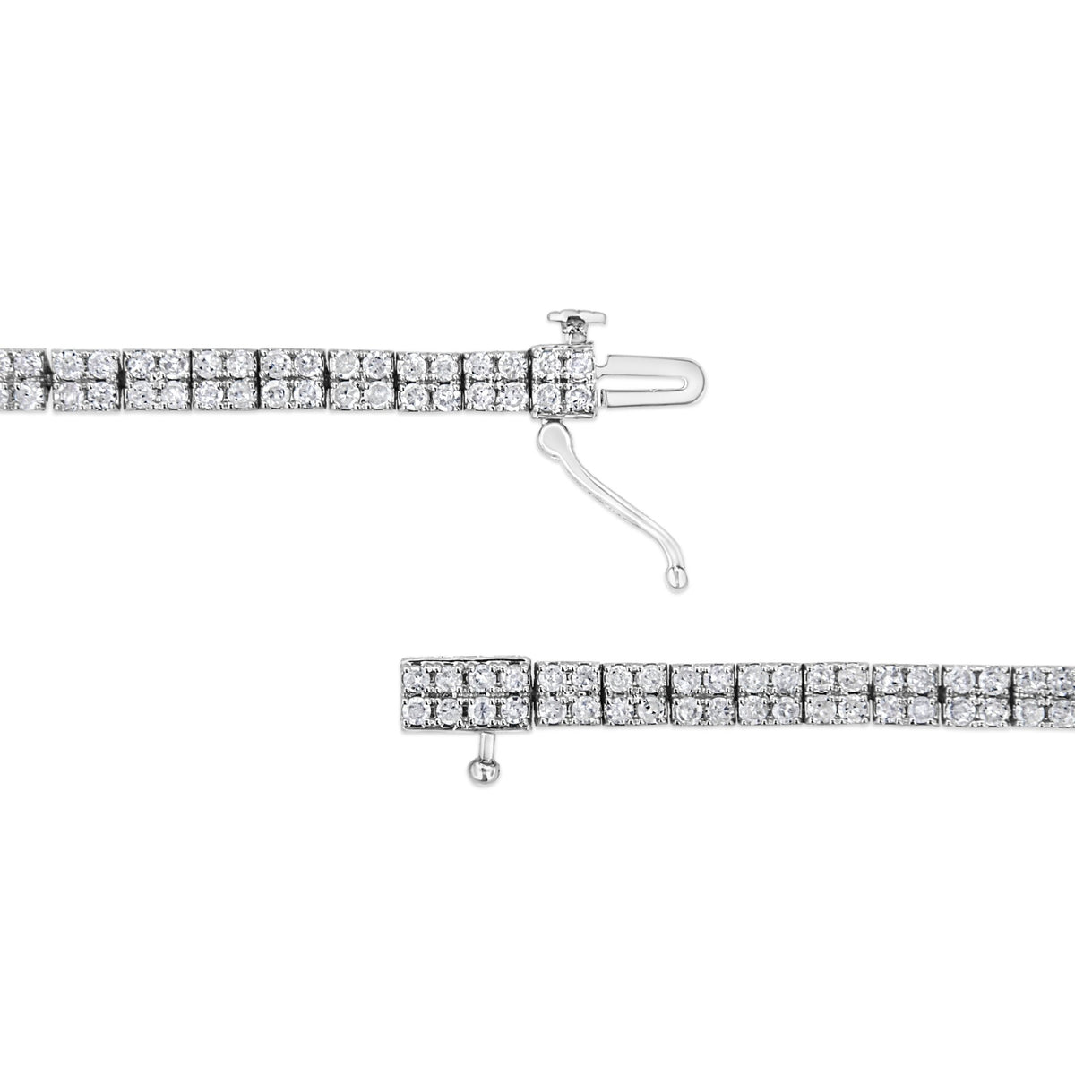 .925 Sterling Silver 3.0 Cttw Prong-Set Round Diamond 2 Row Link Tennis Bracelet (I-J Color, I3 Clarity) - 7.25&quot; - LinkagejewelrydesignLinkagejewelrydesign
