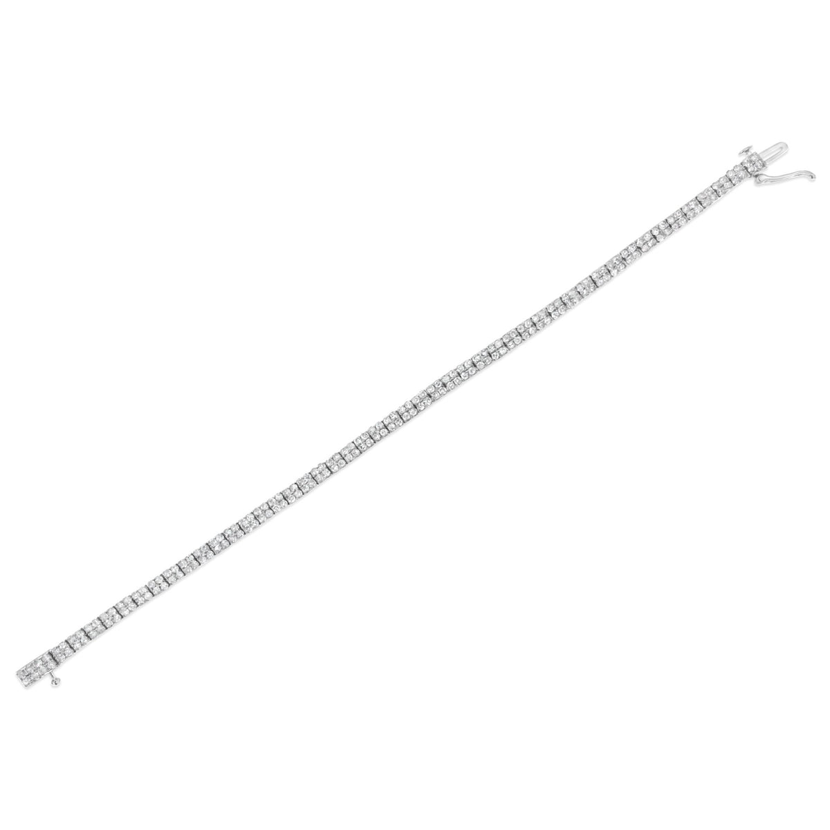 .925 Sterling Silver 3.0 Cttw Prong-Set Round Diamond 2 Row Link Tennis Bracelet (I-J Color, I3 Clarity) - 7.25&quot; - LinkagejewelrydesignLinkagejewelrydesign