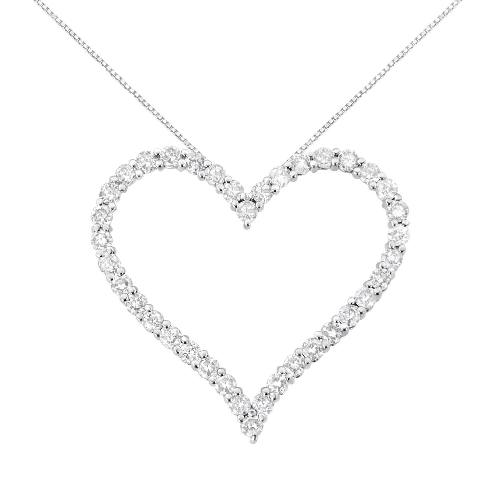 .925 Sterling Silver 3.0 cttw Round-Cut Diamond Open Heart Pendant Necklace (I-J Color, I2-I3 Clarity) - 18" - LinkagejewelrydesignLinkagejewelrydesign