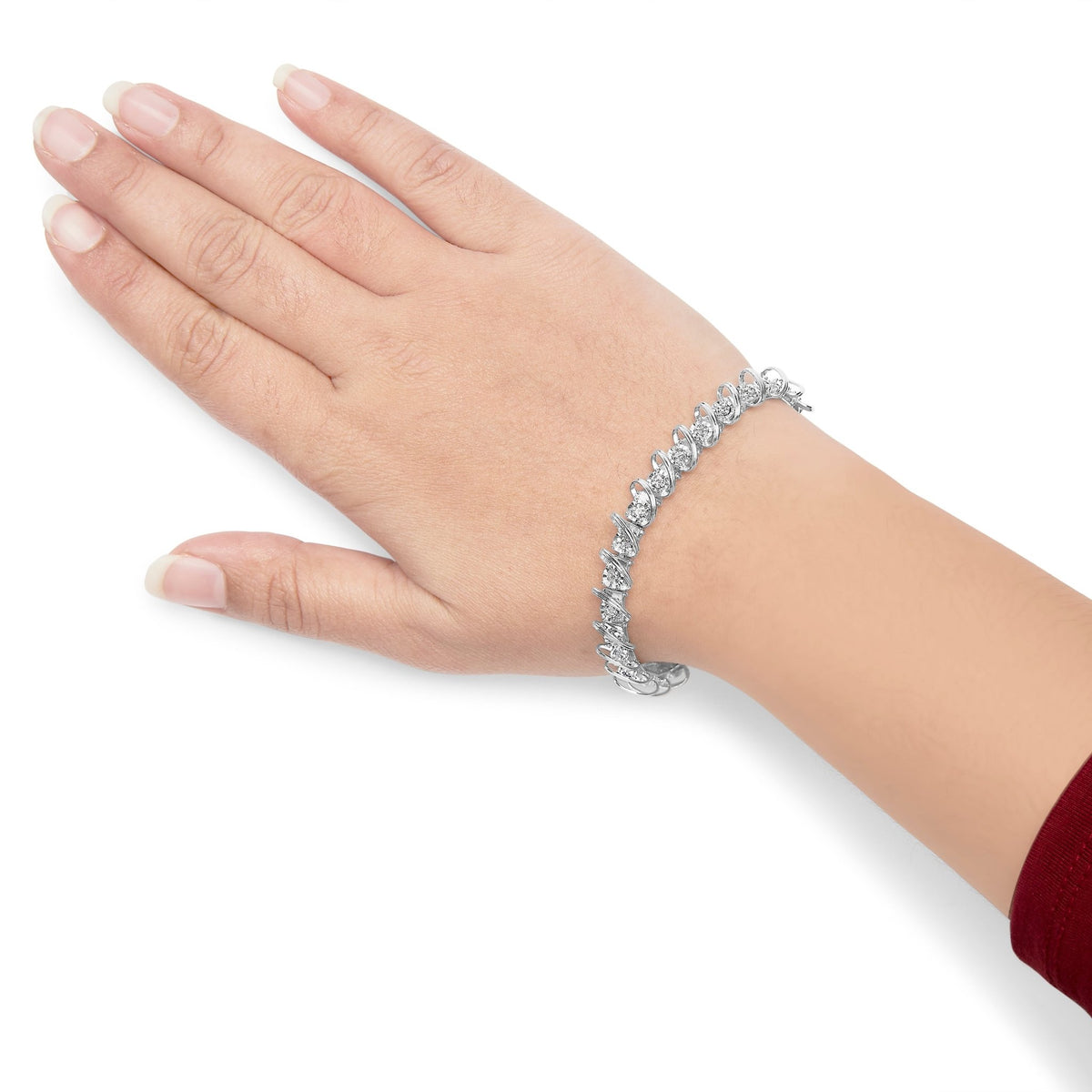 .925 Sterling Silver 3/4 Cttw Diamond Illusion Plate Link Bracelet (I-J Color, I3 Clarity) - Size 7.25" - LinkagejewelrydesignLinkagejewelrydesign