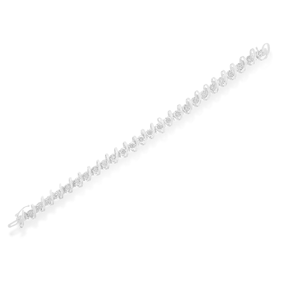.925 Sterling Silver 3/4 Cttw Diamond Illusion Plate Link Bracelet (I-J Color, I3 Clarity) - Size 7.25" - LinkagejewelrydesignLinkagejewelrydesign