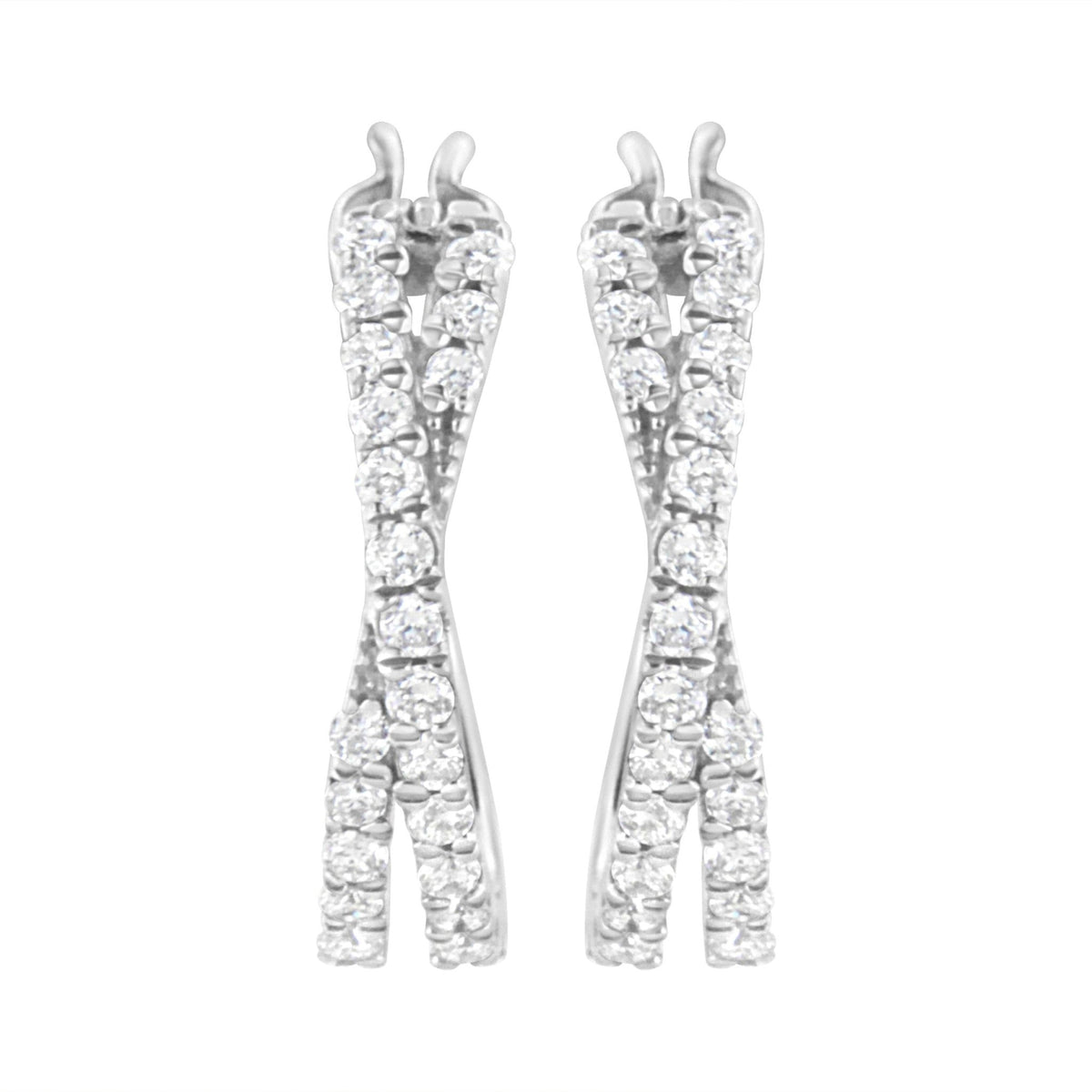 .925 Sterling Silver 3/4 cttw Lab Grown Diamond Cross Hoop Earring (F-G Color, VS2-SI1 Clarity) - LinkagejewelrydesignLinkagejewelrydesign