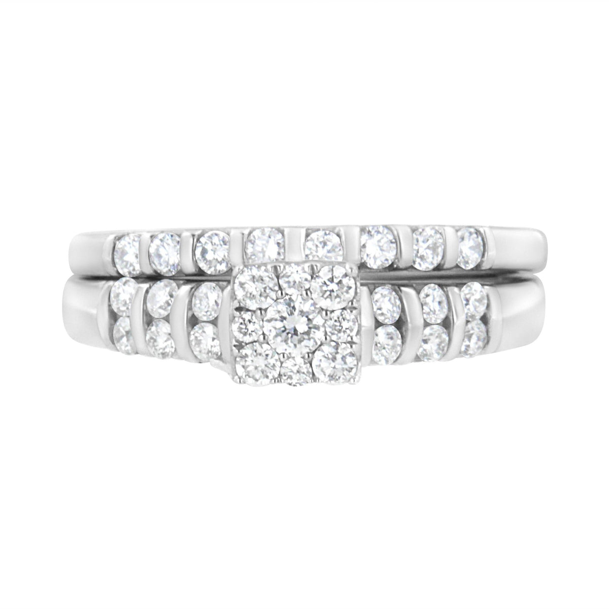 .925 Sterling Silver 3/4 cttw Lab Grown Diamond Engagement Ring and Band set (F-G Color, VS2-SI1 Clarity) - LinkagejewelrydesignLinkagejewelrydesign