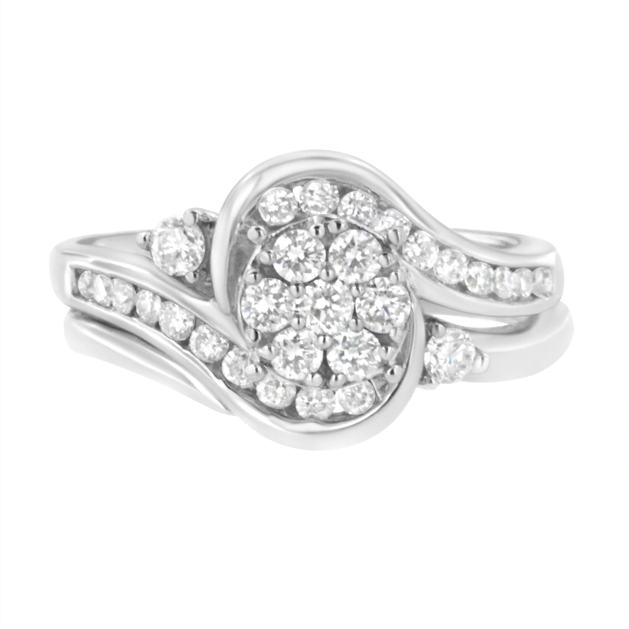 .925 Sterling Silver 3/4 cttw Lab Grown Diamond Engagement Ring and Band Set (F-G Color, VS2-SI1 Clarity) - LinkagejewelrydesignLinkagejewelrydesign