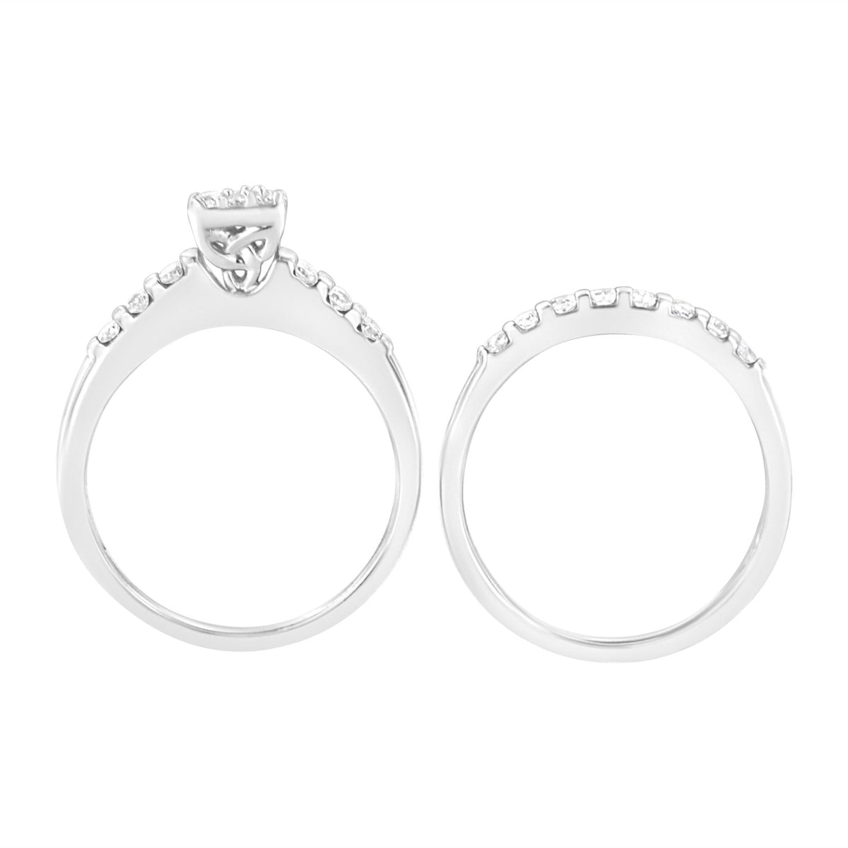 .925 Sterling Silver 3/4 cttw Lab Grown Diamond Engagement Ring and Band Set (F-G Color, VS2-SI1 Clarity) - Size 7 - LinkagejewelrydesignLinkagejewelrydesign