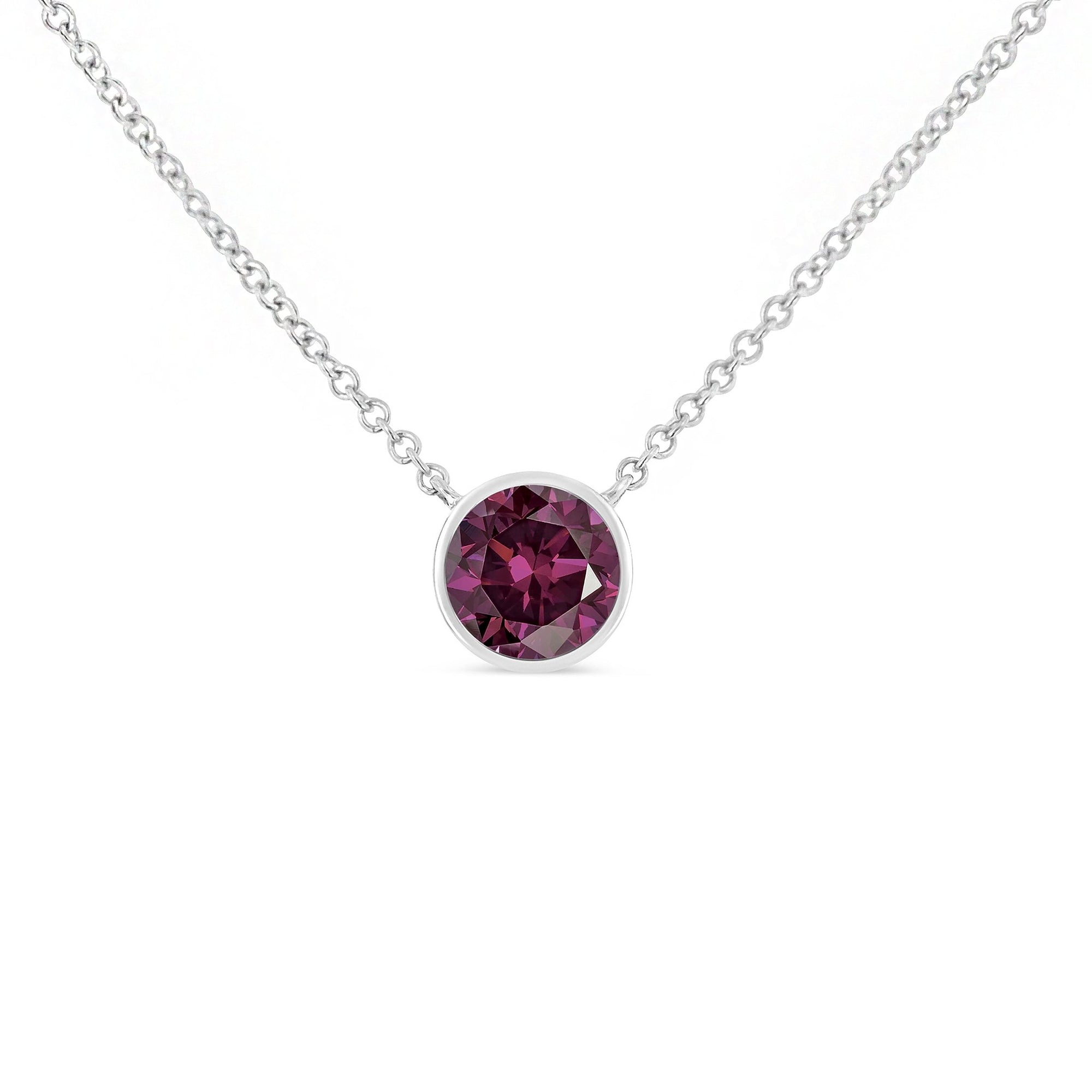 .925 Sterling Silver 3.5mm Red Garnet Gemstone Solitaire 18" Pendant Necklace - LinkagejewelrydesignLinkagejewelrydesign