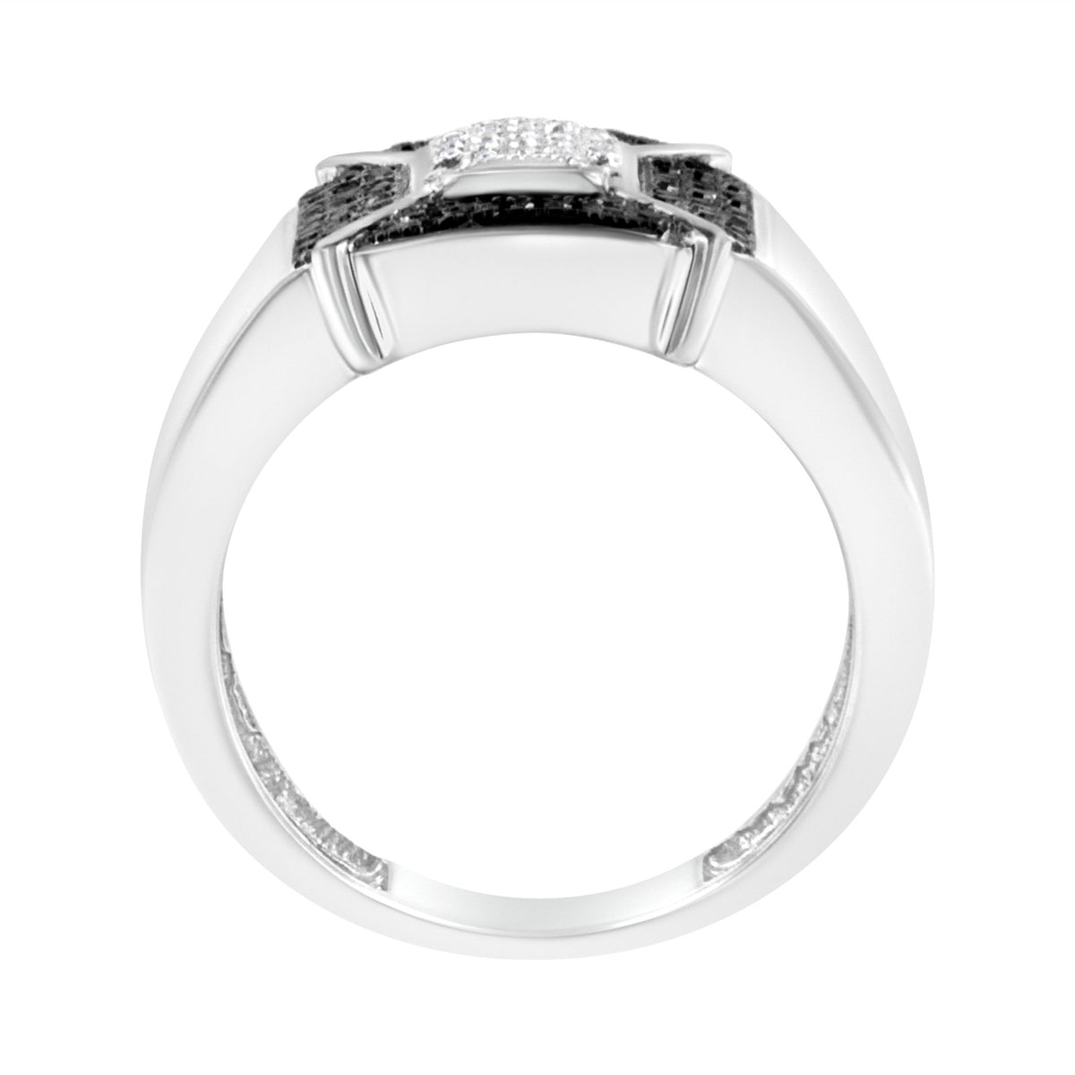 .925 Sterling Silver 3/8 Cttw Composite Enhanced Black and White Diamond Men&#39;s Band Ring (H-I, I2-I3) - Size 10 - LinkagejewelrydesignLinkagejewelrydesign