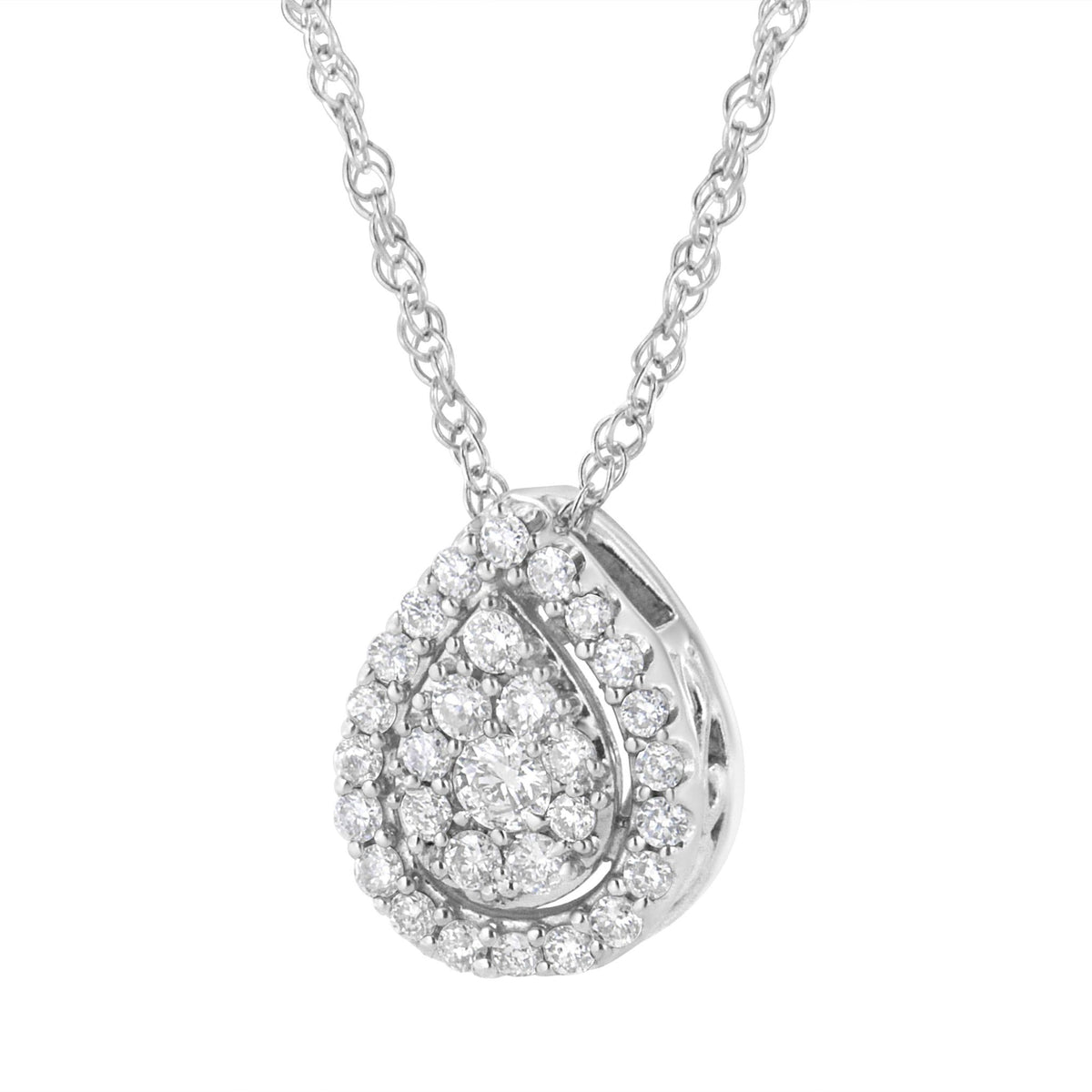 .925 Sterling Silver 3/8 cttw Lab Grown Diamond Drop Pendant Necklace (F-G Color, VS2-SI1 Clarity) - LinkagejewelrydesignLinkagejewelrydesign