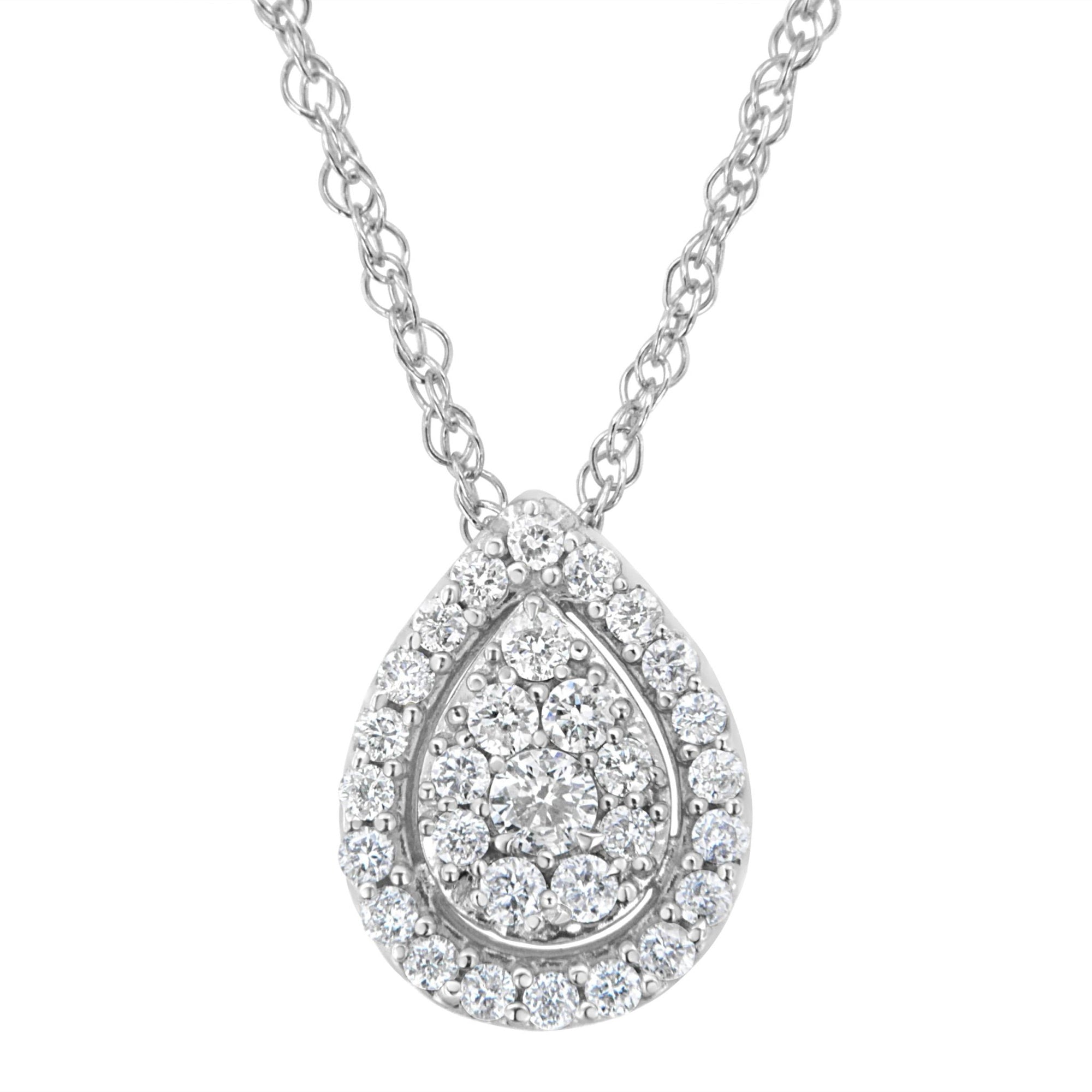 .925 Sterling Silver 3/8 cttw Lab Grown Diamond Drop Pendant Necklace (F-G Color, VS2-SI1 Clarity) - LinkagejewelrydesignLinkagejewelrydesign