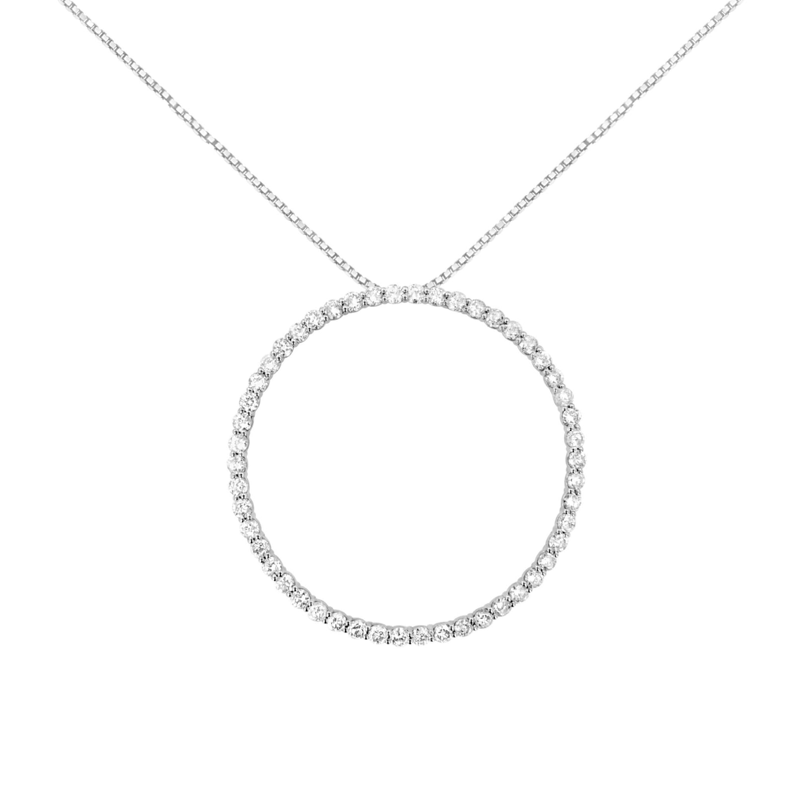 .925 Sterling Silver 4 cttw Prong Set, Round-Cut Diamond Open Circle Hoop 18" Pendant Necklace (J-K Color, I1-I2 Clarity) - LinkagejewelrydesignLinkagejewelrydesign