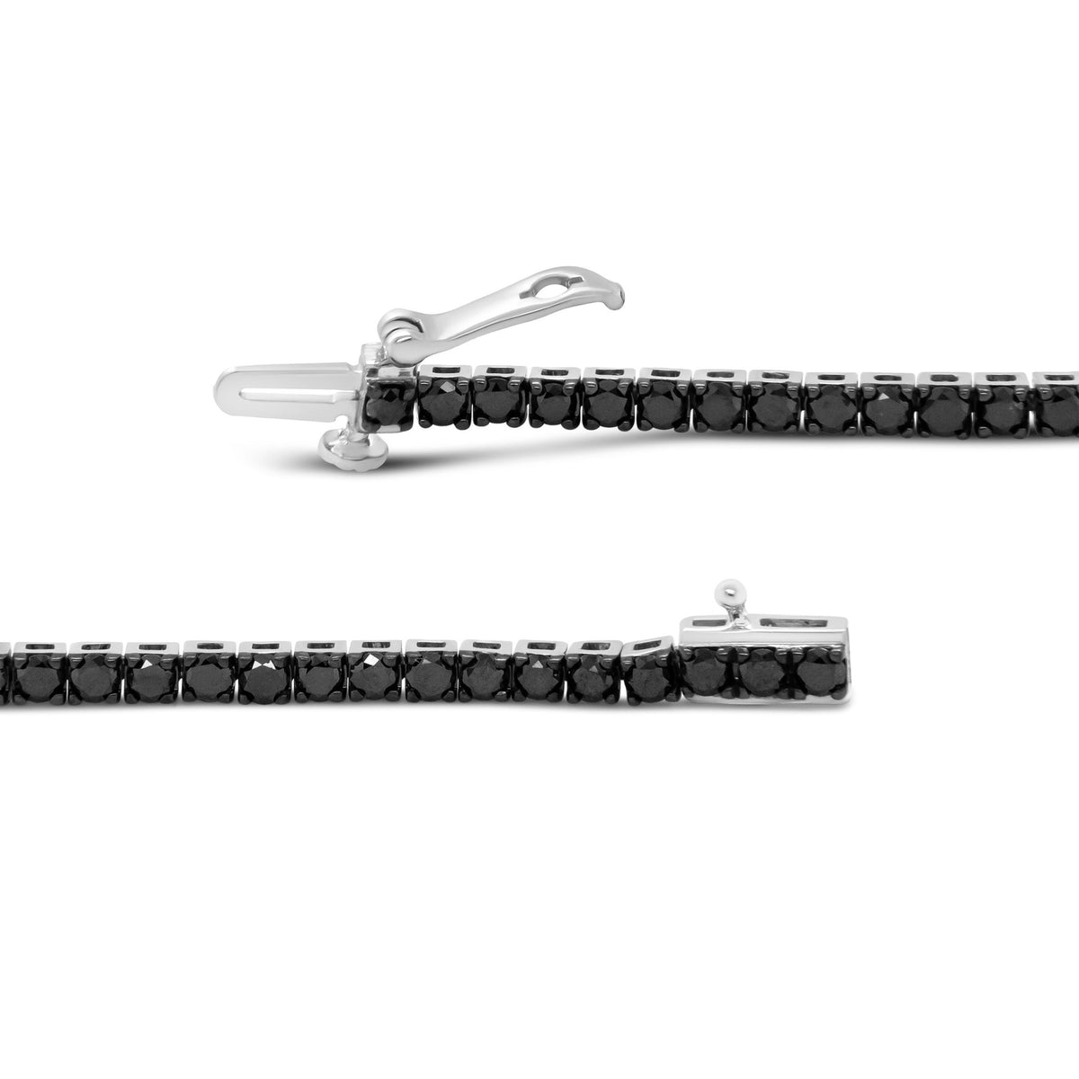 .925 Sterling Silver 4.0 Cttw 4-Prong Set Treated Black Round-Cut Diamond Classic Tennis Bracelet (Black Color, I2-I3 Clarity) - 7.25&quot; - LinkagejewelrydesignLinkagejewelrydesign