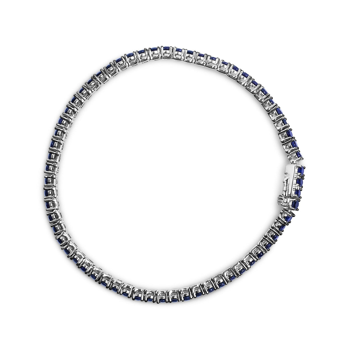 .925 Sterling Silver 5 3/4 Cttw Round Created Blue Sapphire Tennis Bracelet - 7.25&quot; Inches - LinkagejewelrydesignLinkagejewelrydesign