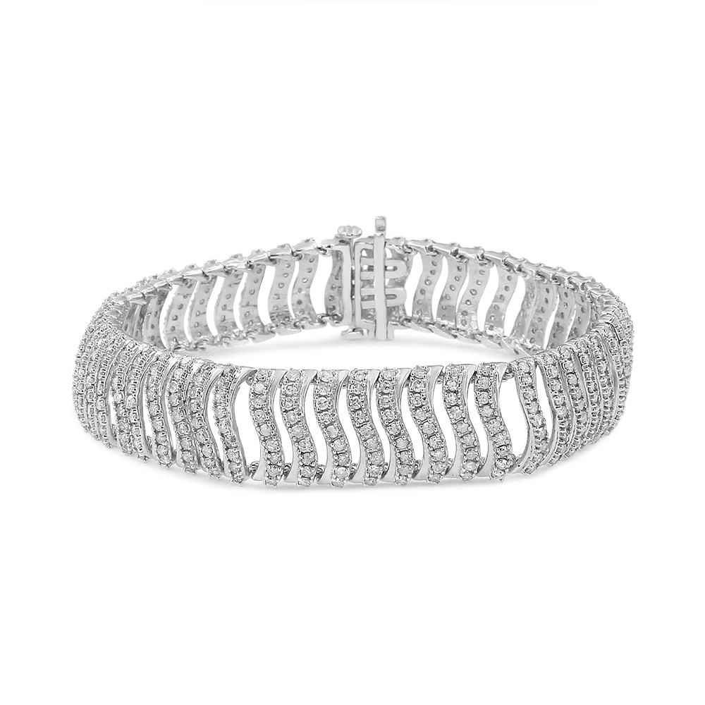.925 Sterling Silver 5.00 Cttw Round-Cut Diamond "S" Link Bracelet (I-J Color, I3 Clarity) - Size 7.25 - LinkagejewelrydesignLinkagejewelrydesign