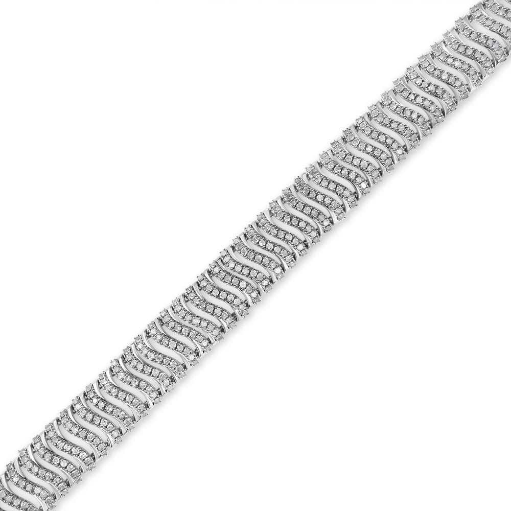 .925 Sterling Silver 5.00 Cttw Round-Cut Diamond "S" Link Bracelet (I-J Color, I3 Clarity) - Size 7.25 - LinkagejewelrydesignLinkagejewelrydesign