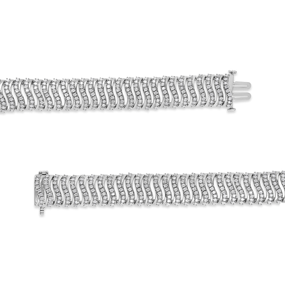.925 Sterling Silver 5.00 Cttw Round-Cut Diamond "S" Link Bracelet (I-J Color, I3 Clarity) - Size 7.25 - LinkagejewelrydesignLinkagejewelrydesign