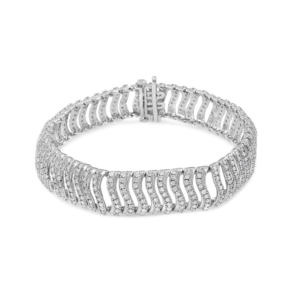 .925 Sterling Silver 5.00 Cttw Round-Cut Diamond "S" Link Bracelet (I-J Color, I3 Clarity) - Size 7.25 - LinkagejewelrydesignLinkagejewelrydesign