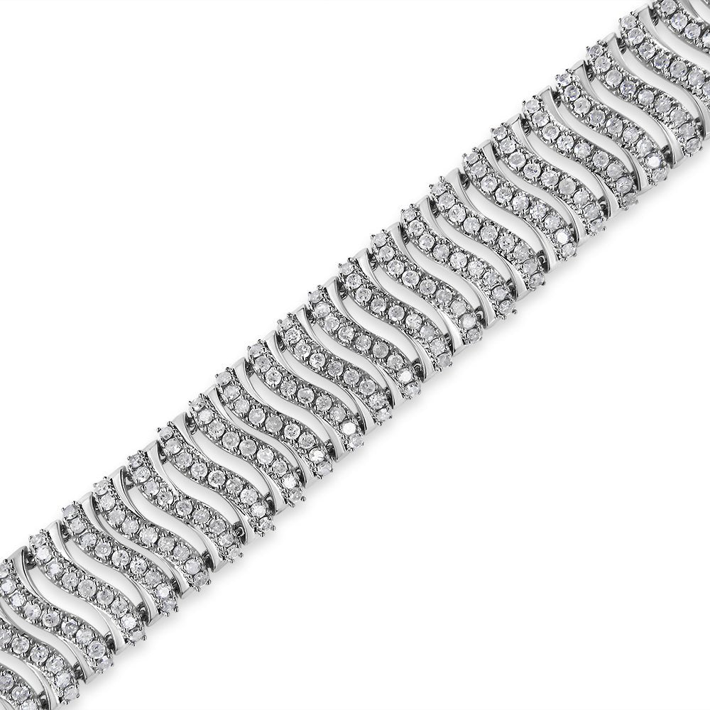 .925 Sterling Silver 5.00 Cttw Round-Cut Diamond "S" Link Bracelet (I-J Color, I3 Clarity) - Size 7.25 - LinkagejewelrydesignLinkagejewelrydesign