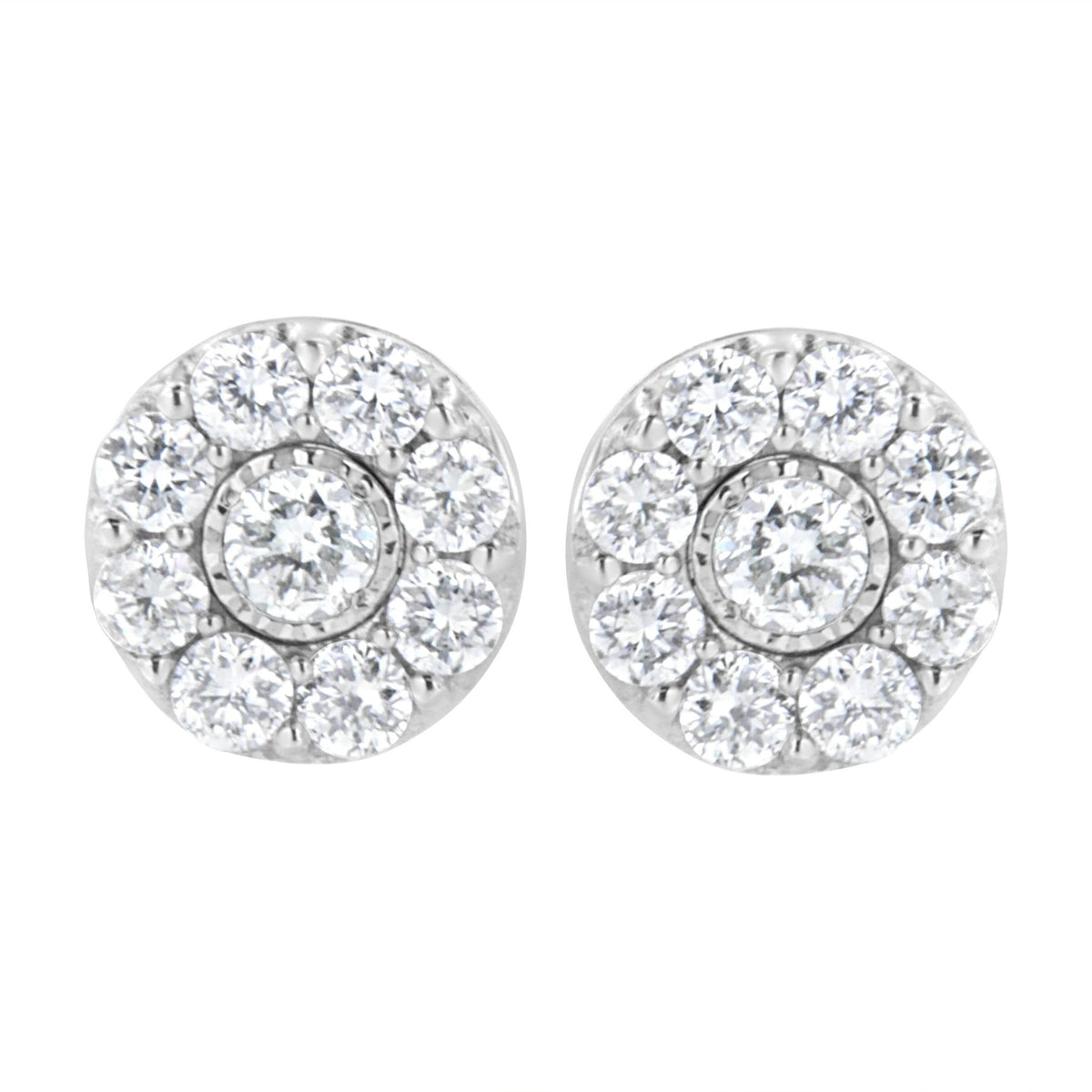 .925 Sterling Silver 5/8 cttw Lab Grown Diamond Flower Earring (F-G Color, VS2-SI1 Clarity) - LinkagejewelrydesignLinkagejewelrydesign