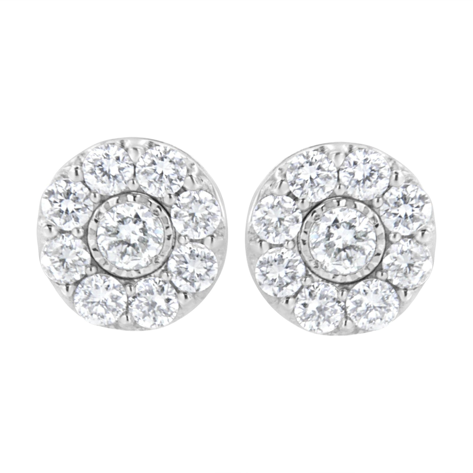 .925 Sterling Silver 5/8 cttw Lab Grown Diamond Flower Earring (F-G Color, VS2-SI1 Clarity) - LinkagejewelrydesignLinkagejewelrydesign