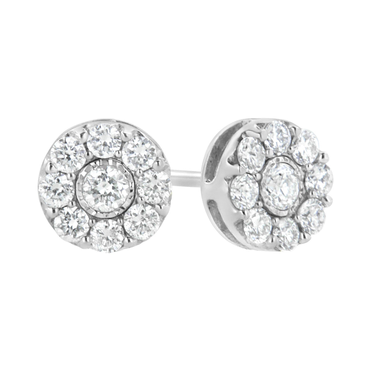 .925 Sterling Silver 5/8 cttw Lab Grown Diamond Flower Earring (F-G Color, VS2-SI1 Clarity) - LinkagejewelrydesignLinkagejewelrydesign