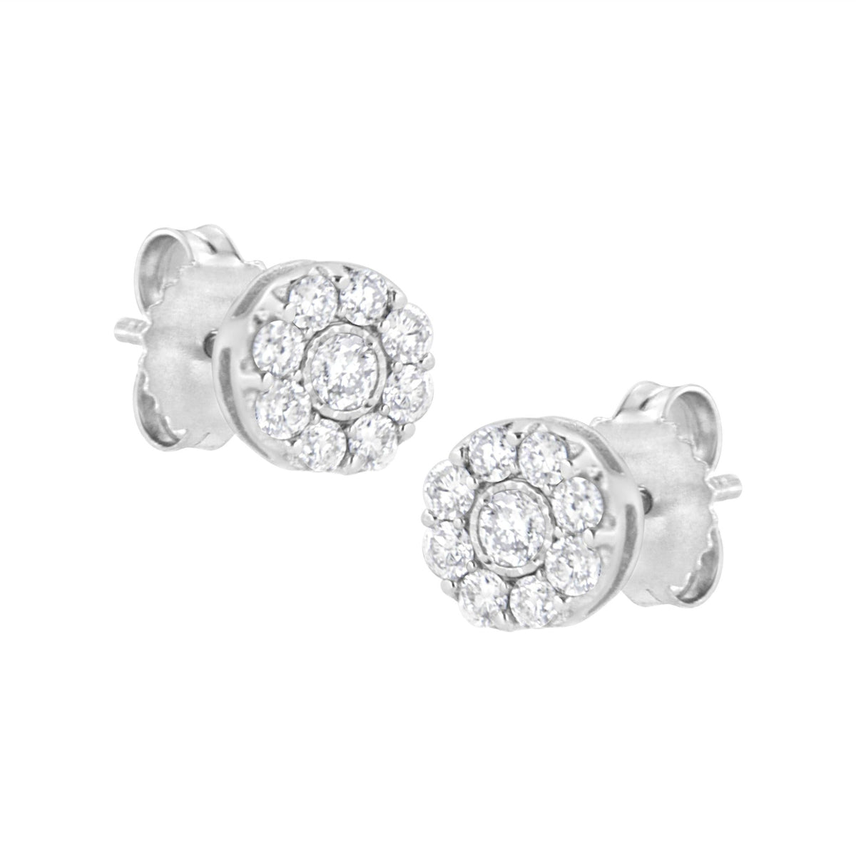 .925 Sterling Silver 5/8 cttw Lab Grown Diamond Flower Earring (F-G Color, VS2-SI1 Clarity) - LinkagejewelrydesignLinkagejewelrydesign