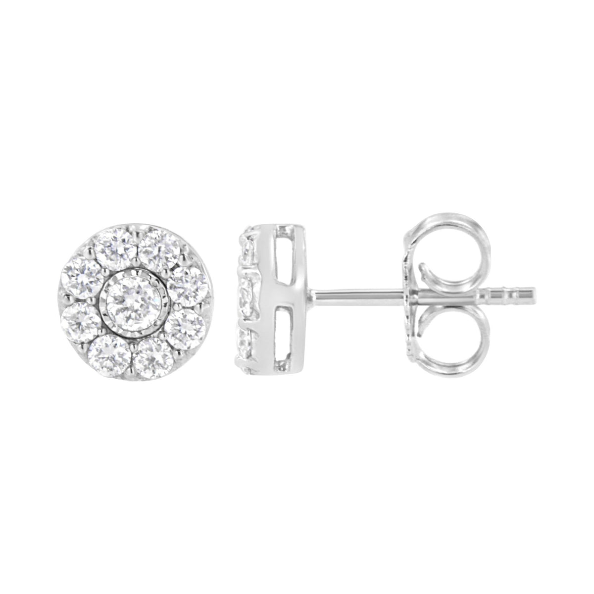 .925 Sterling Silver 5/8 cttw Lab Grown Diamond Flower Earring (F-G Color, VS2-SI1 Clarity) - LinkagejewelrydesignLinkagejewelrydesign