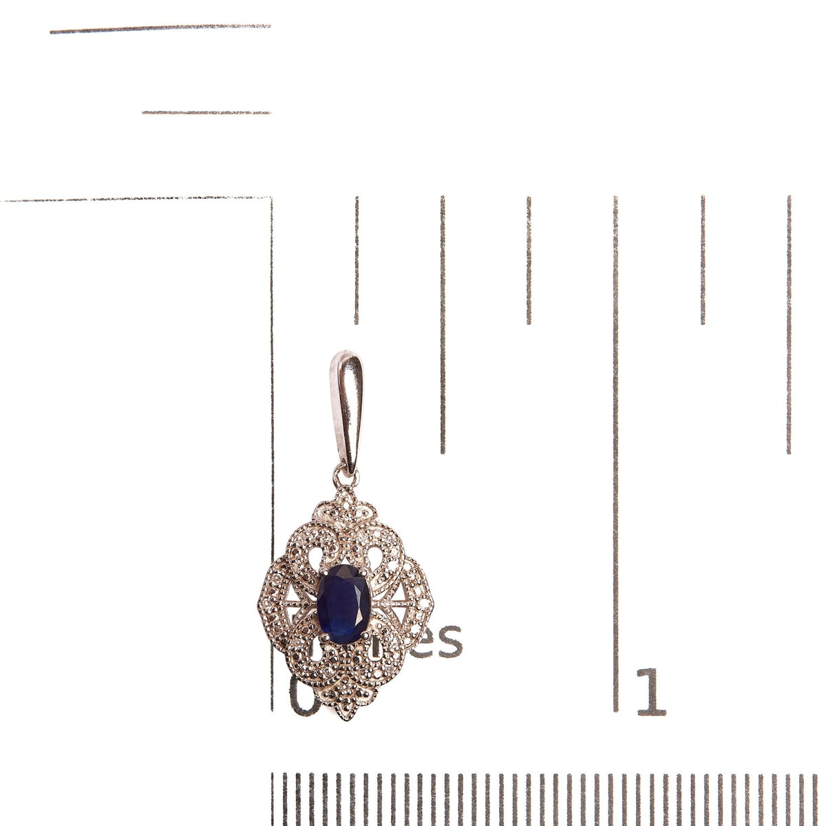 .925 Sterling Silver 6x4 MM Oval Blue Sapphire and White Diamond Accent Art Deco Style Shield Dangle Earring (I-J Color, I3 Clarity) - LinkagejewelrydesignLinkagejewelrydesign