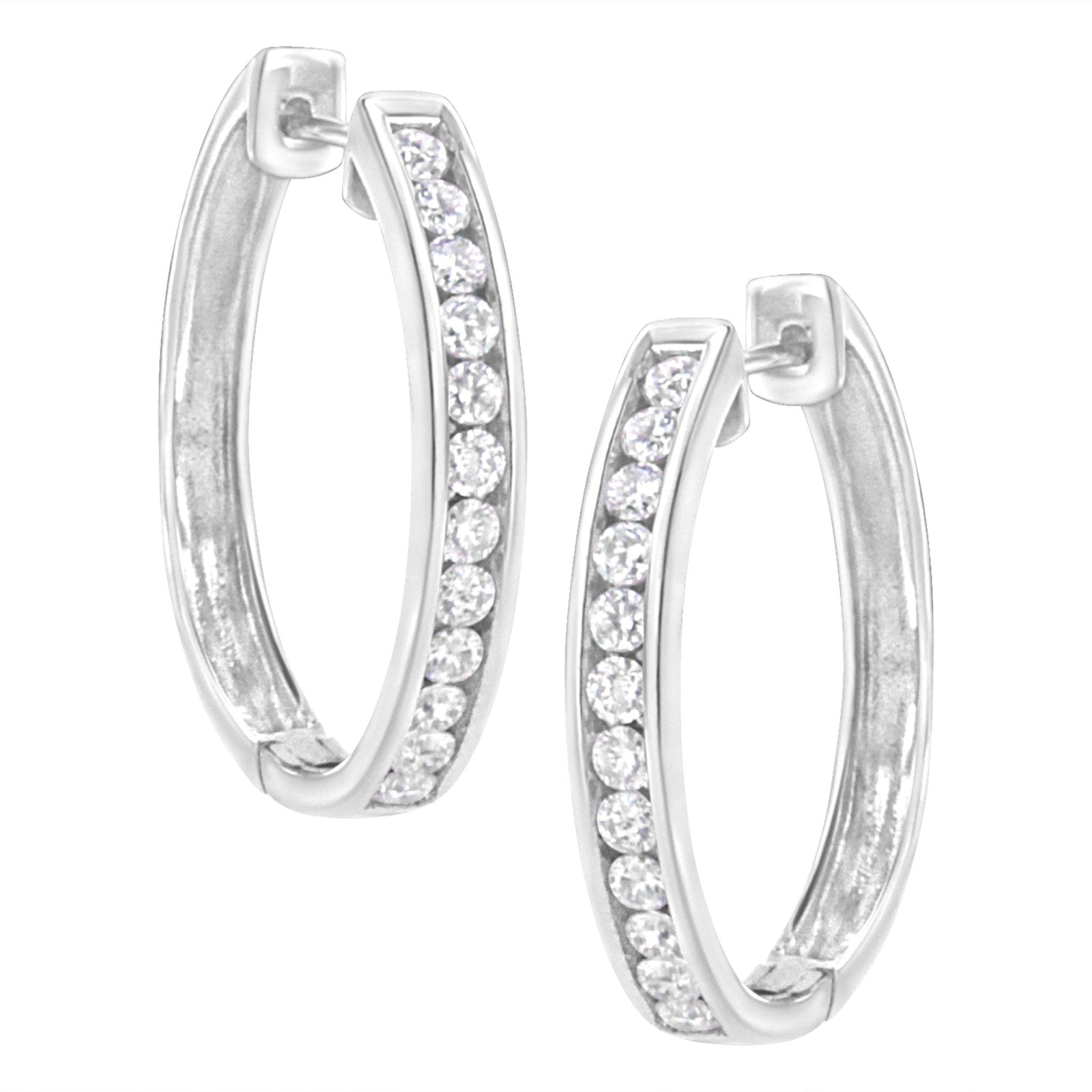 .925 Sterling Silver 7/8 cttw Lab Grown Diamond Hoop Earring (F-G Color, VS2-SI1 Clarity) - LinkagejewelrydesignLinkagejewelrydesign