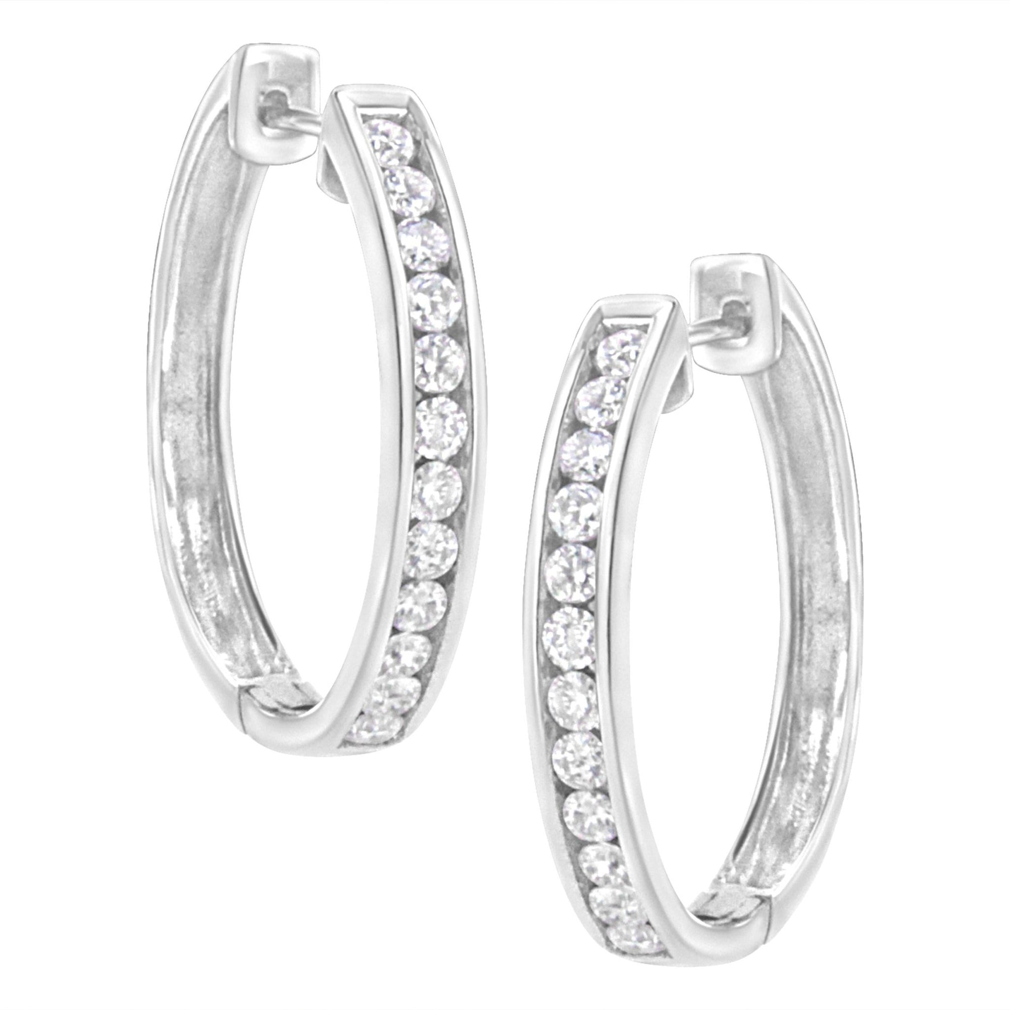.925 Sterling Silver 7/8 cttw Lab Grown Diamond Hoop Earring (F-G Color, VS2-SI1 Clarity) - LinkagejewelrydesignLinkagejewelrydesign