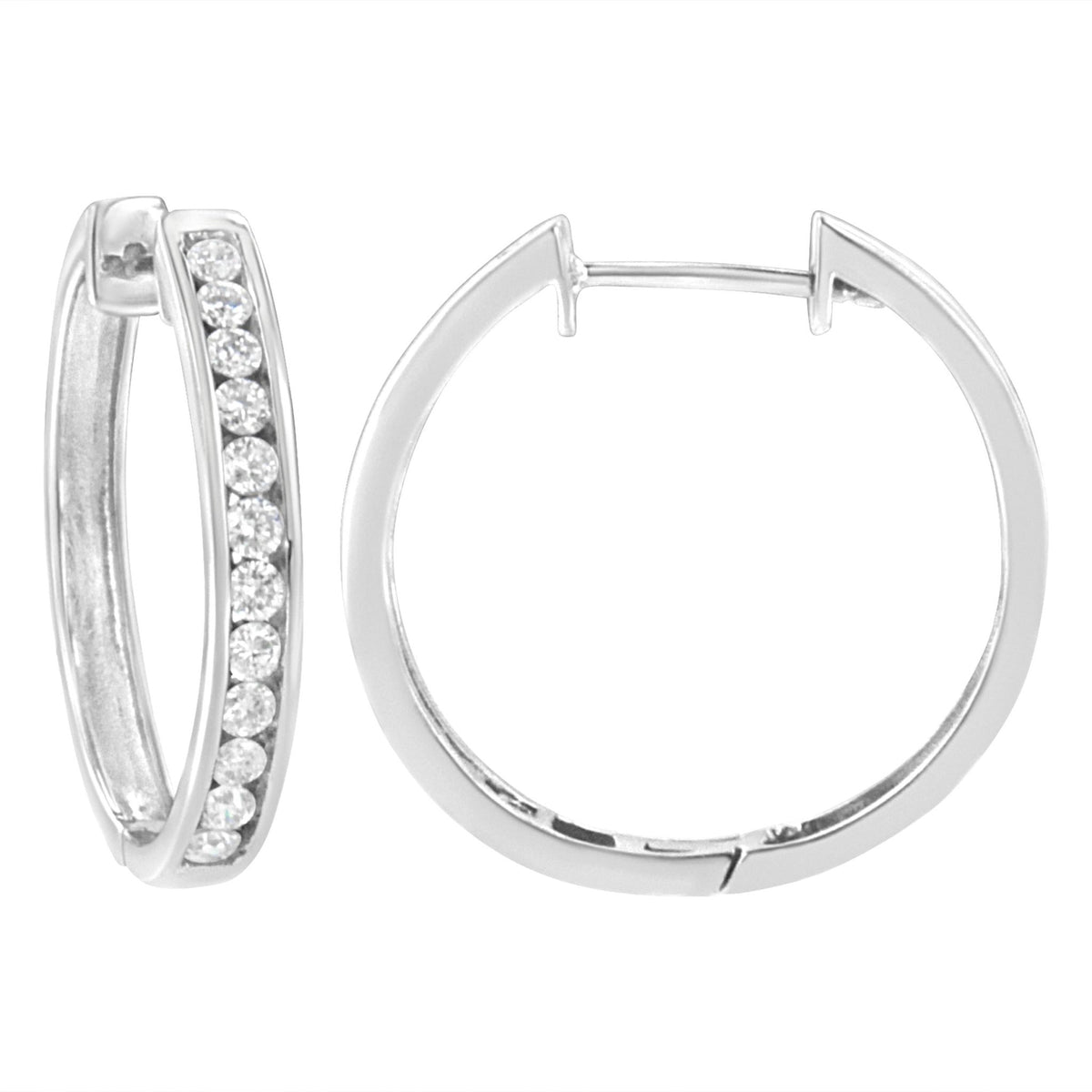 .925 Sterling Silver 7/8 cttw Lab Grown Diamond Hoop Earring (F-G Color, VS2-SI1 Clarity) - LinkagejewelrydesignLinkagejewelrydesign