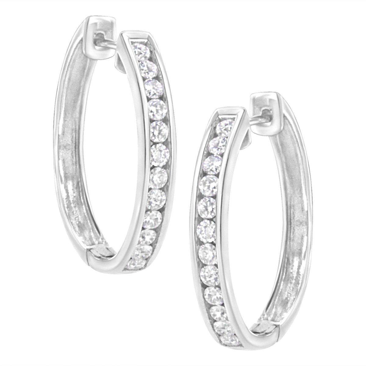.925 Sterling Silver 7/8 cttw Lab Grown Diamond Hoop Earring (F-G Color, VS2-SI1 Clarity) - LinkagejewelrydesignLinkagejewelrydesign