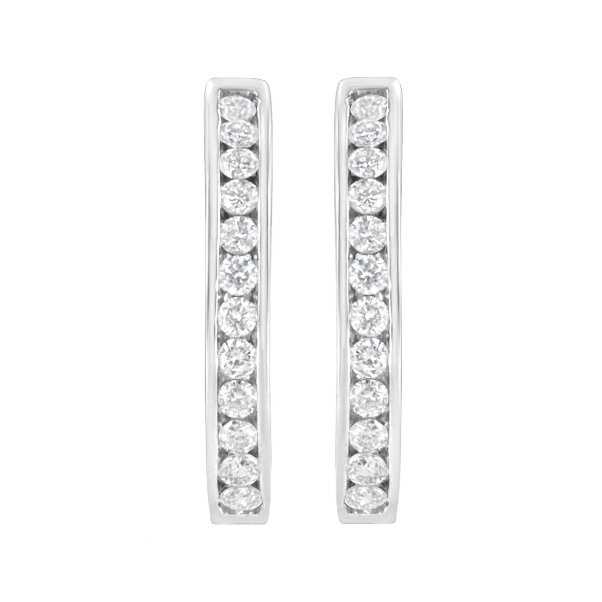 .925 Sterling Silver 7/8 cttw Lab Grown Diamond Hoop Earring (F-G Color, VS2-SI1 Clarity) - LinkagejewelrydesignLinkagejewelrydesign